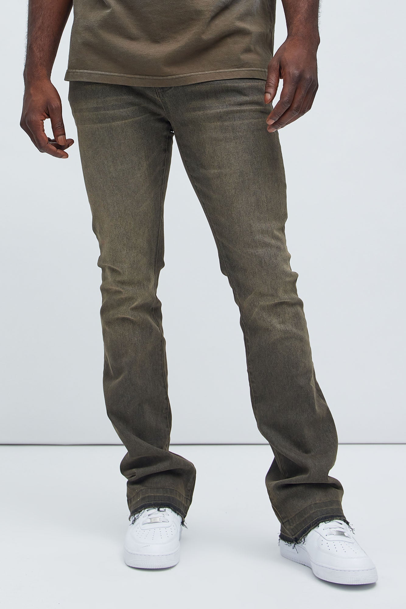 Cornell Stacked Skinny Flare Jeans - Green Fashion Nova