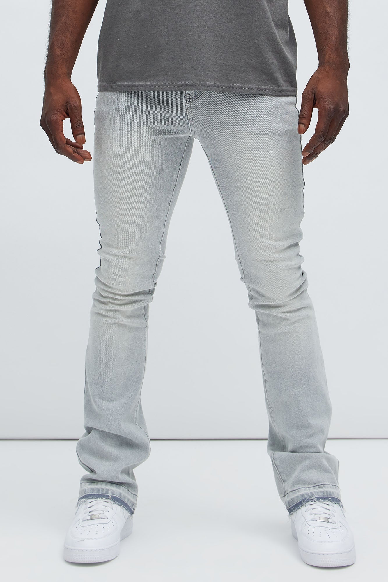 Cornell Stacked Skinny Flare Jeans - Slate Grey Fashion Nova