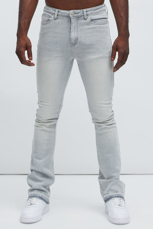 Cornell Stacked Skinny Flare Jeans - Slate Grey Fashion Nova