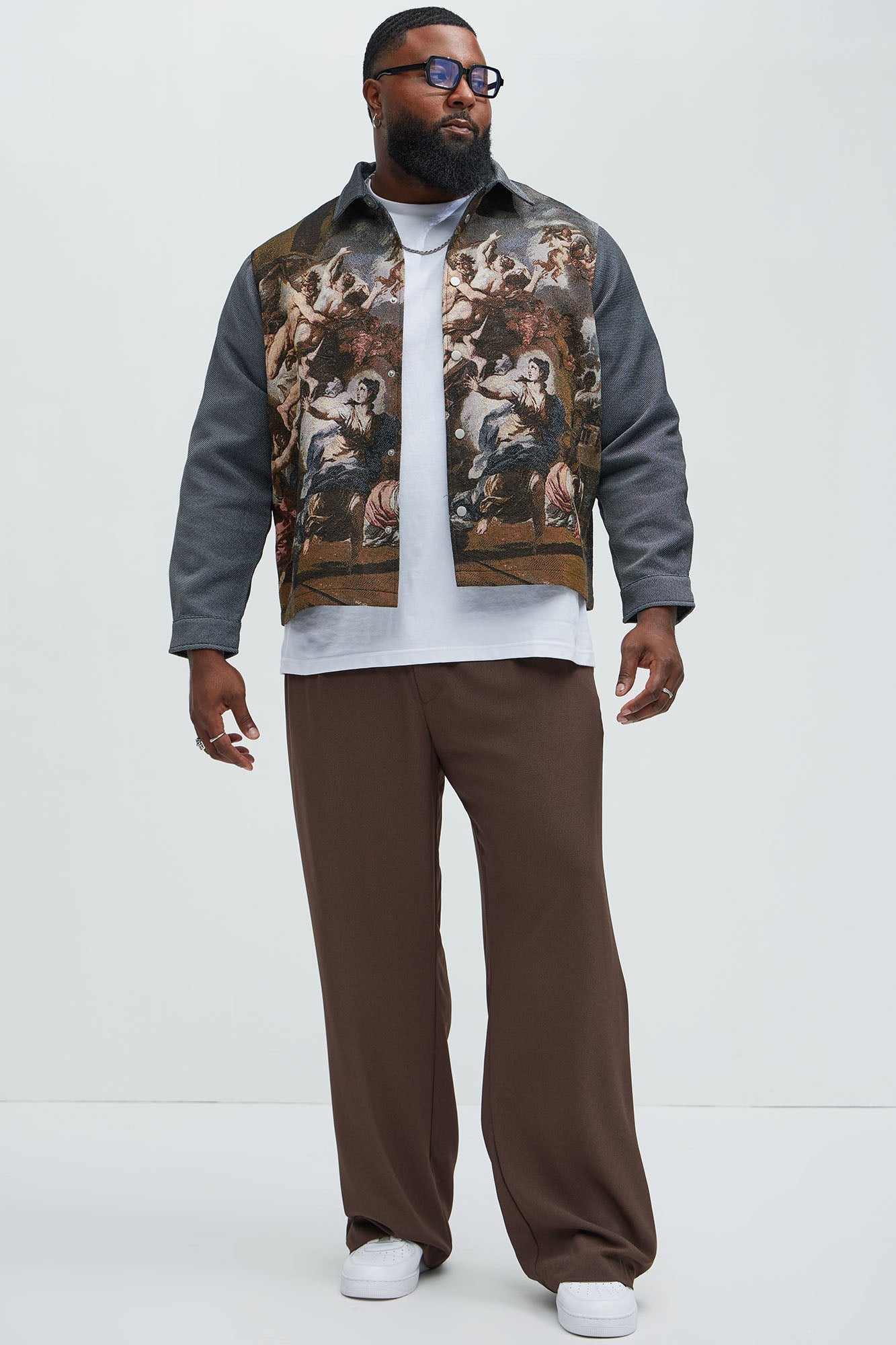 Cassiel Tapestry Cropped Button Up Shirt - Multi Color Fashion Nova