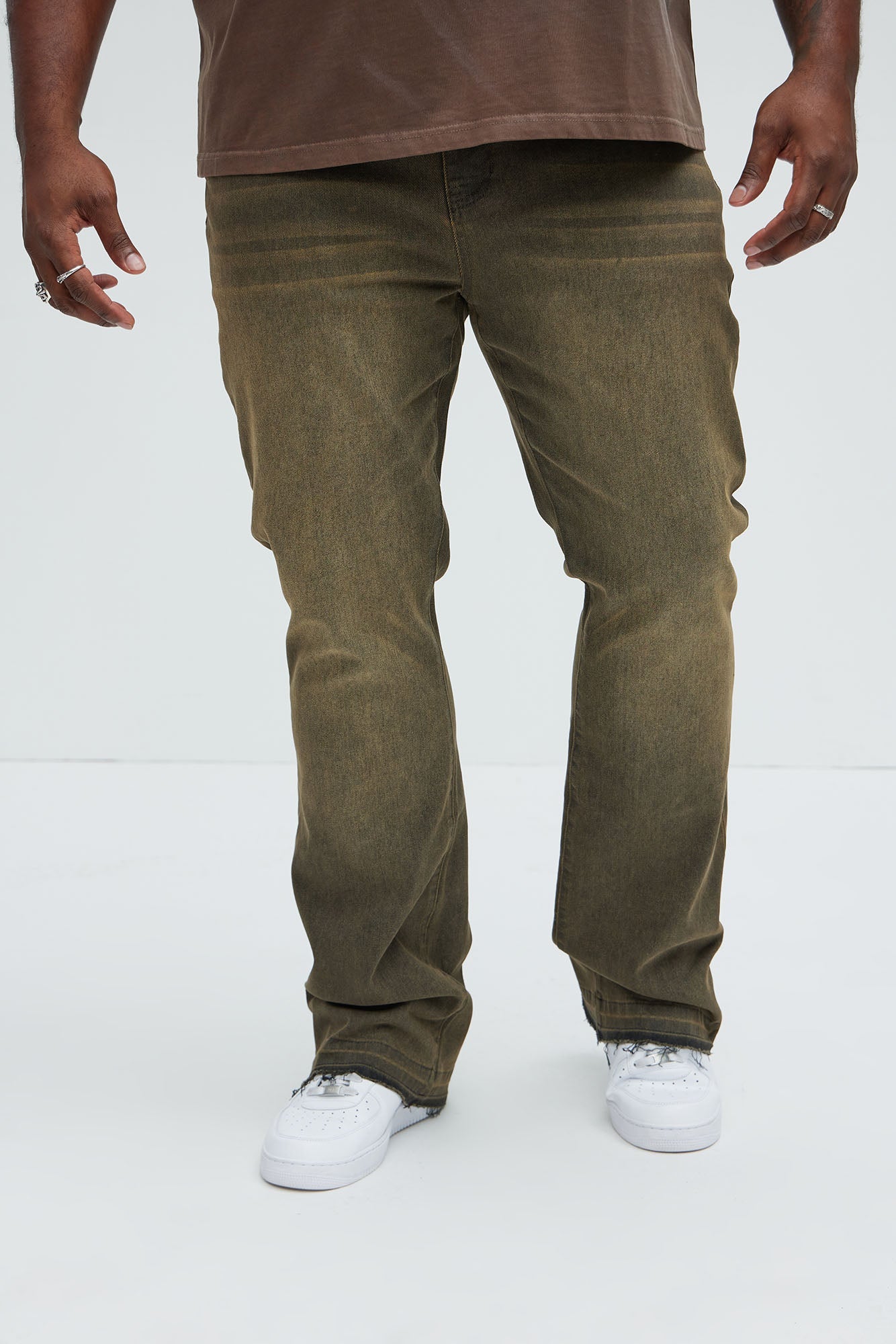 Cornell Stacked Skinny Flare Jeans - Green Fashion Nova