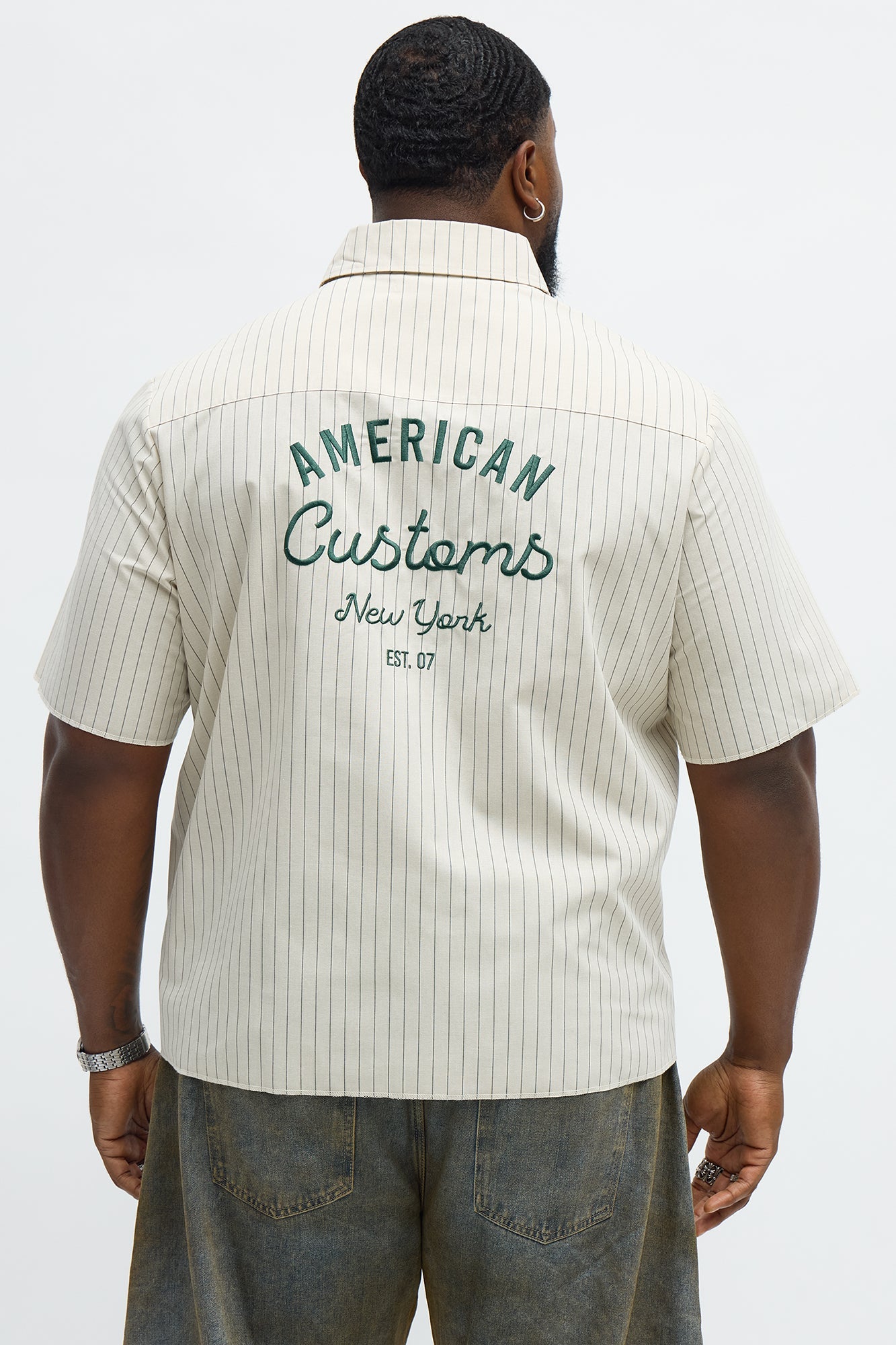 American Customs Raw Hem Mechanic Button Up Shirt - Hunter Green Fashion Nova