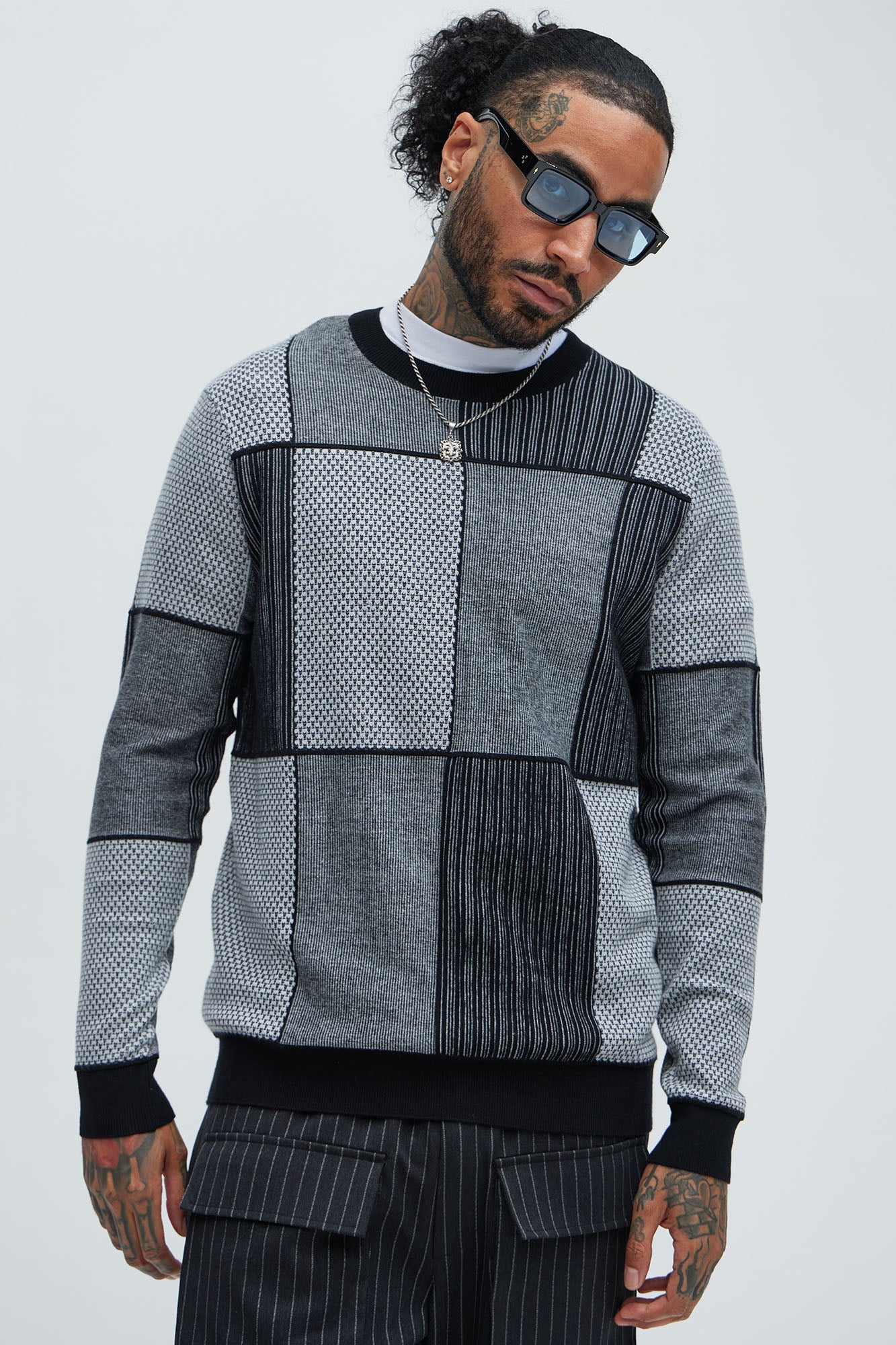 Better And Better Crewneck Sweater - Black/combo Fashion Nova