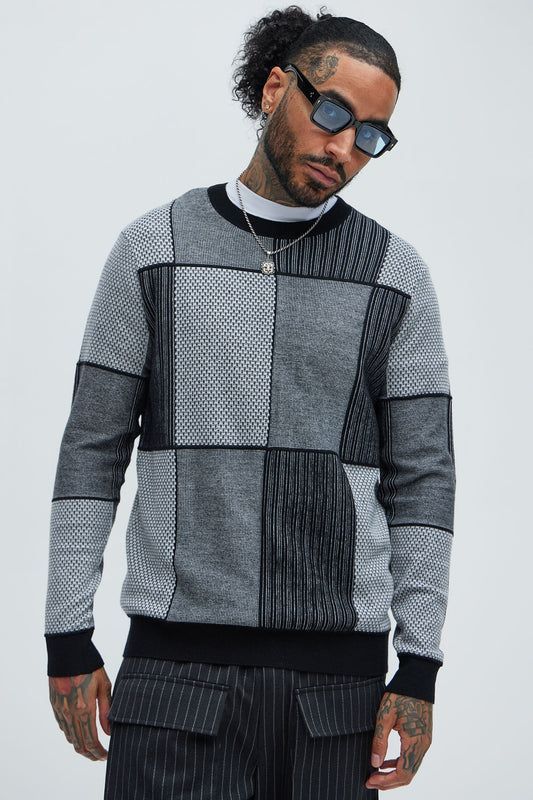 Better And Better Crewneck Sweater - Black/combo Fashion Nova