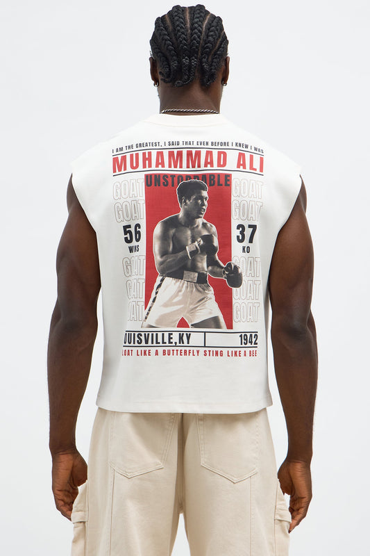 Greatest Of All Time Muscle Tee - Cream Fashion Nova