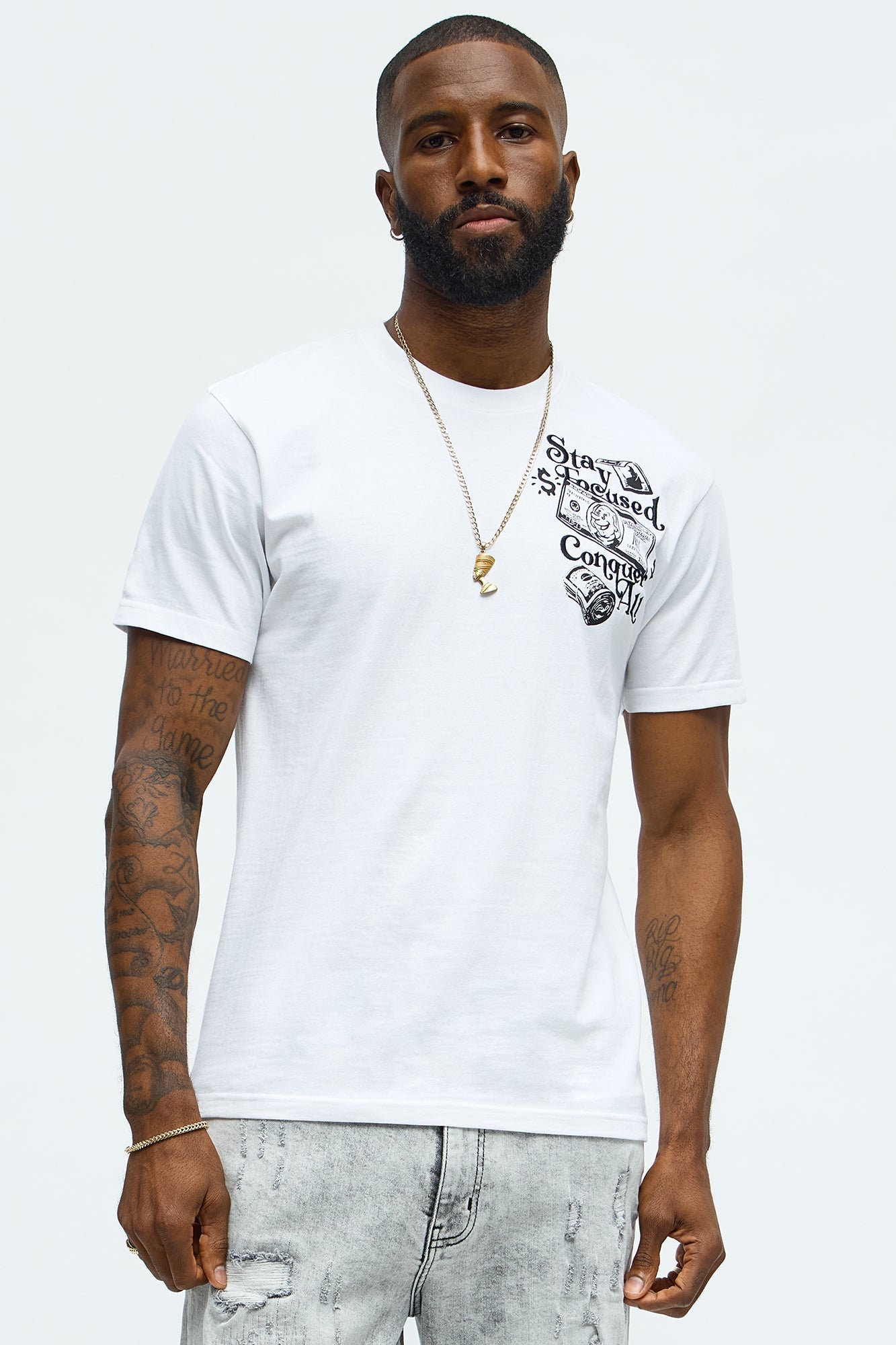 Small Circles Big Checks Short Sleeve Tee - White Fashion Nova