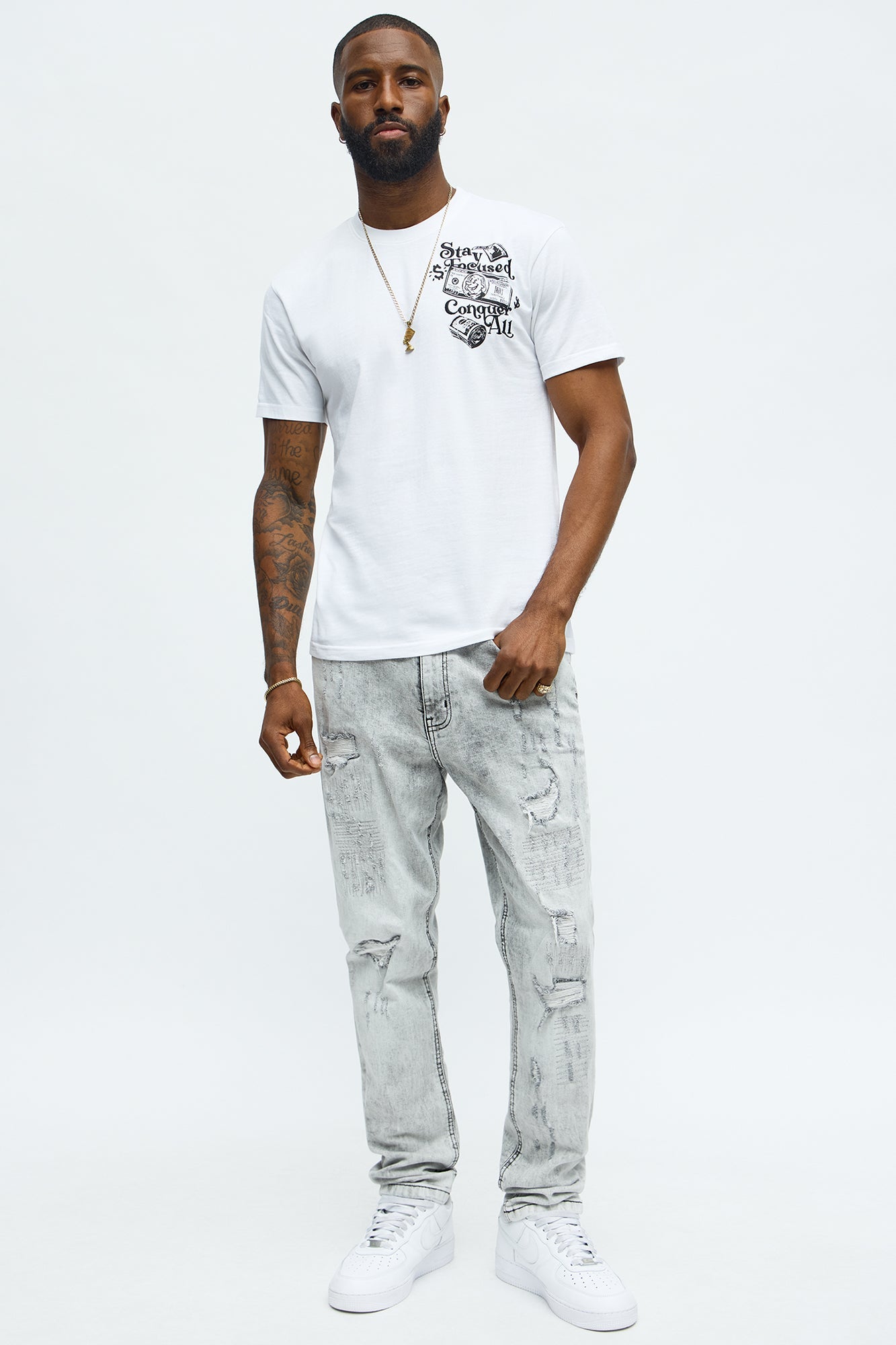 Small Circles Big Checks Short Sleeve Tee - White Fashion Nova