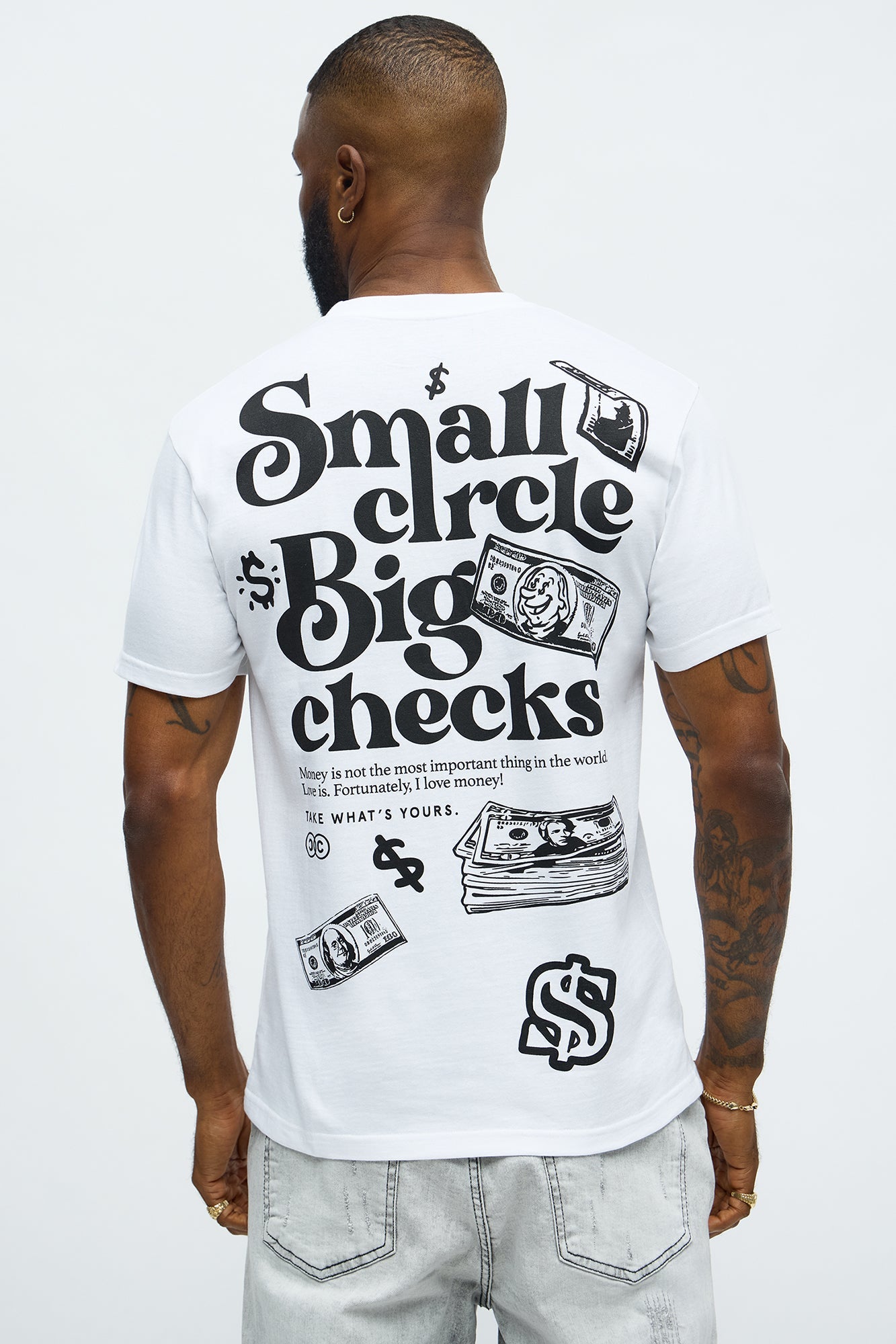 Small Circles Big Checks Short Sleeve Tee - White Fashion Nova