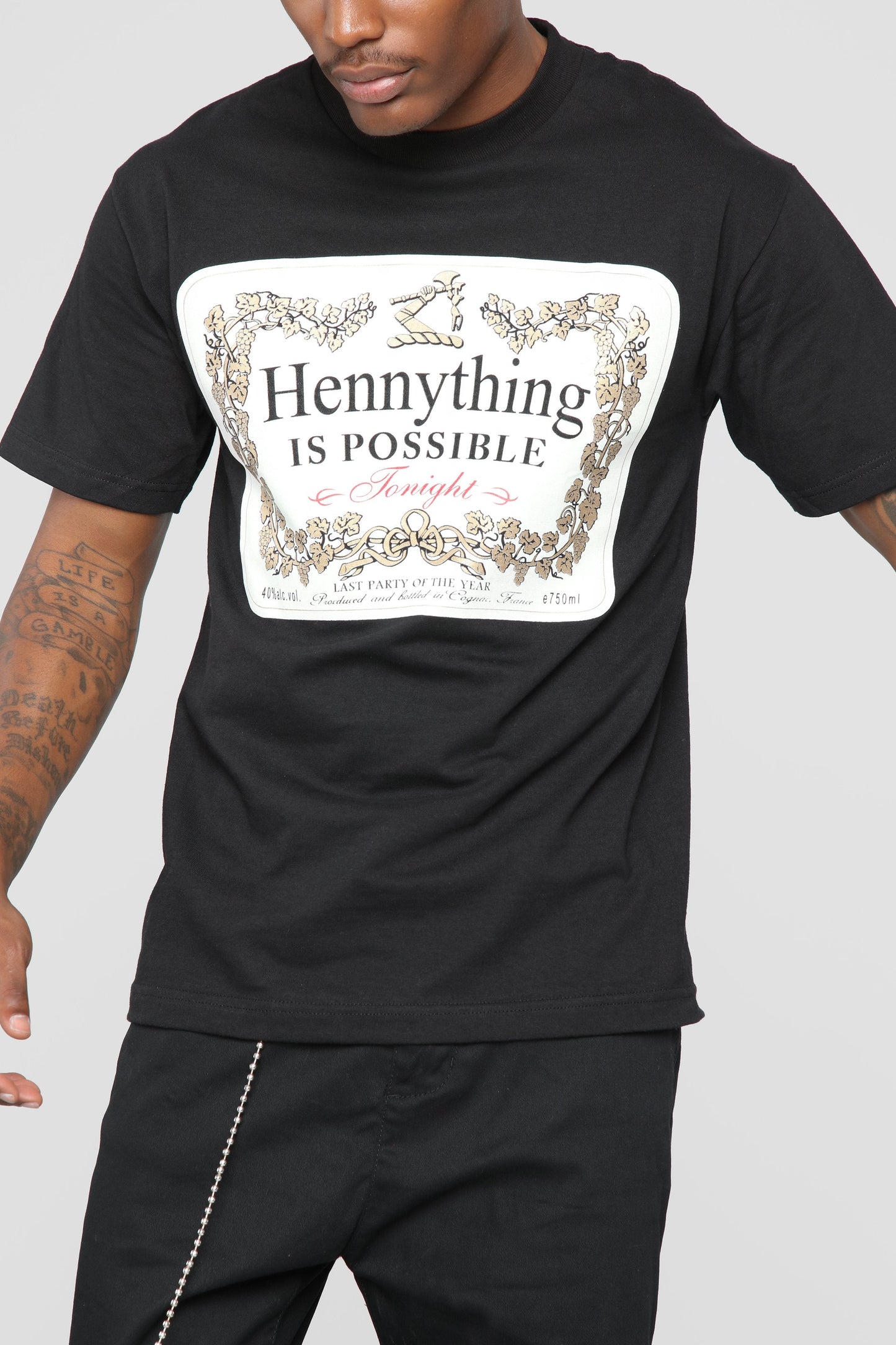 Hennything Is Possible Short Sleeve Crew Tee - Black Fashion Nova