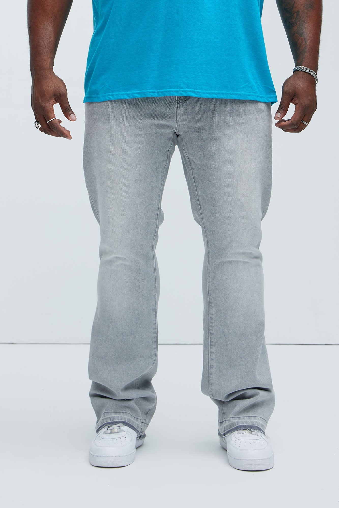 Cornell Stacked Skinny Flare Jeans - Slate Grey Fashion Nova