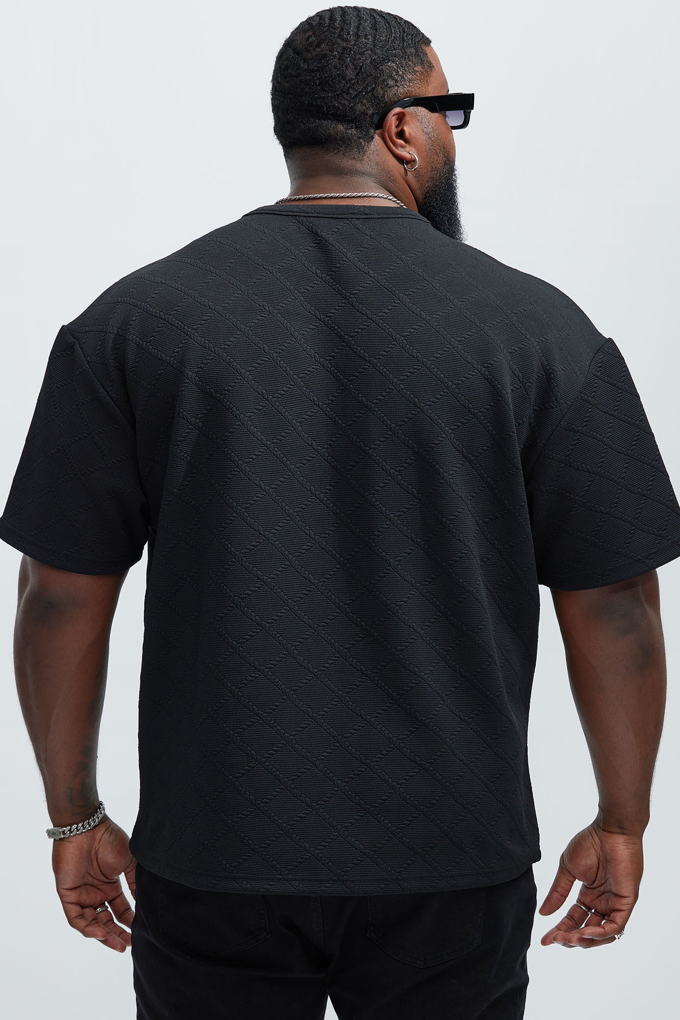 Lingo Textured Relaxed Tee - Black Fashion Nova