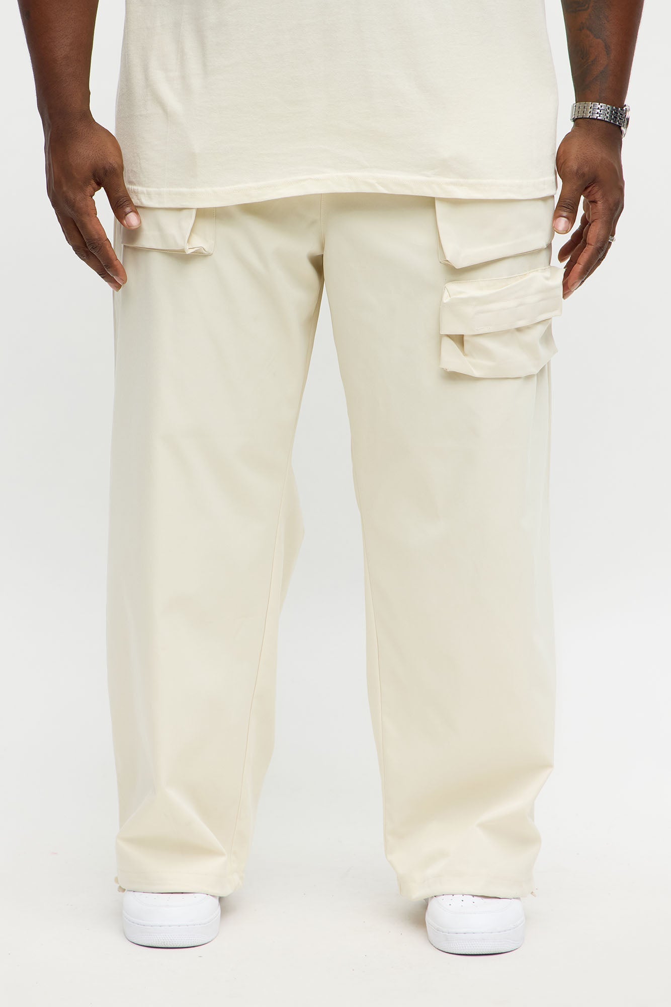 Baggy Make That Call Front Pocket Pants - Off White Fashion Nova