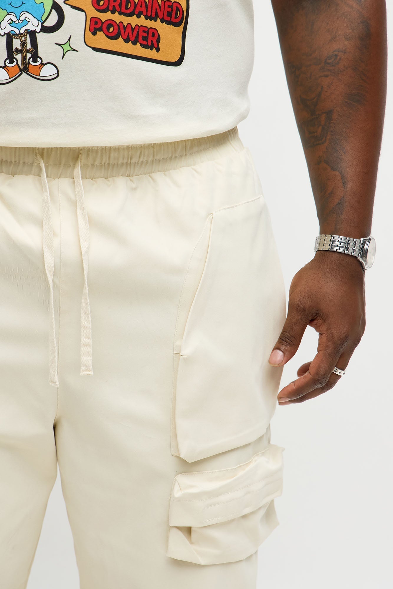 Baggy Make That Call Front Pocket Pants - Off White Fashion Nova