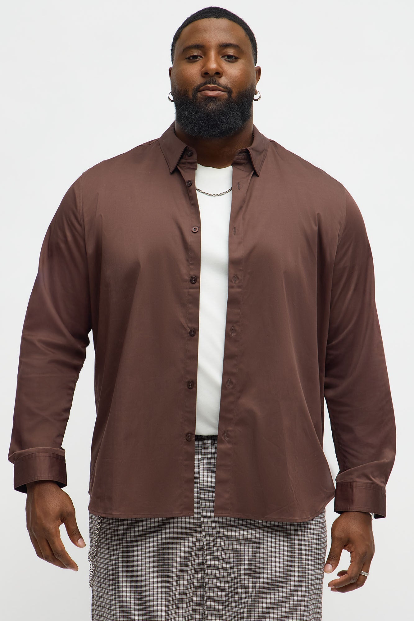 Luxe Stretch Dress Shirt - Brown Fashion Nova