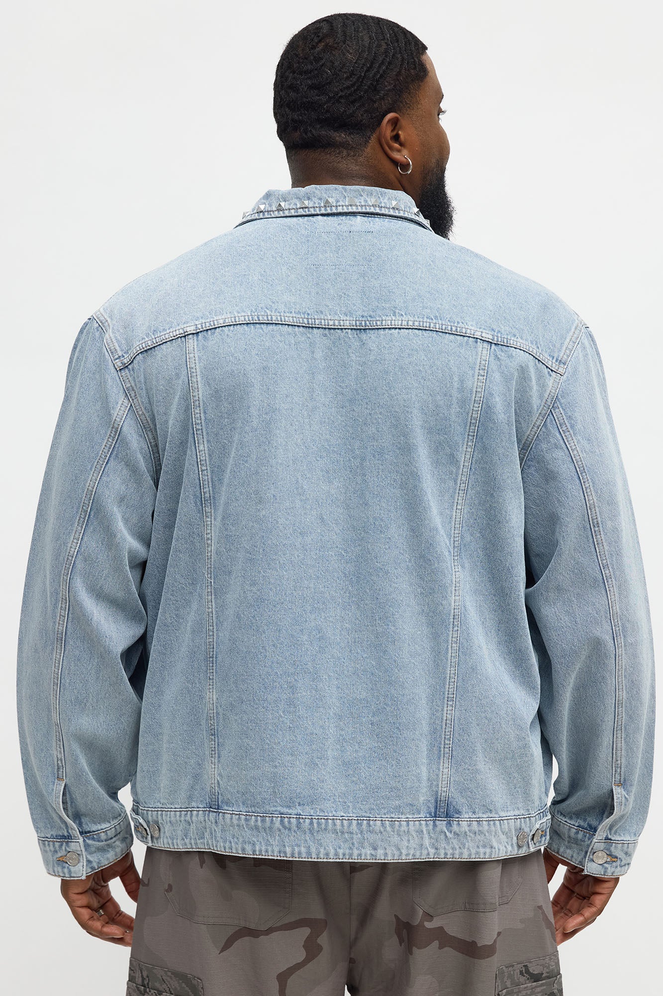 Not The Bad Guy Studded Trucker Jacket - Light Blue Wash Fashion Nova