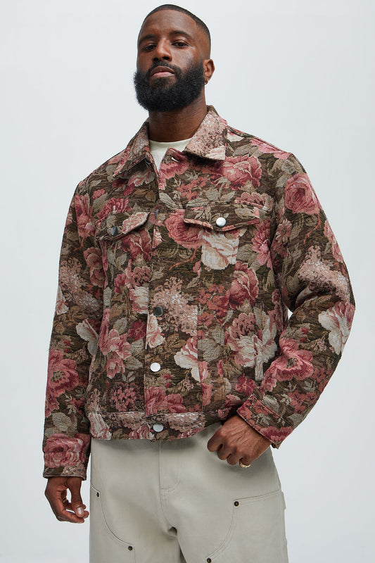 Tapestry Trucker Jacket - Black/Combo Fashion Nova