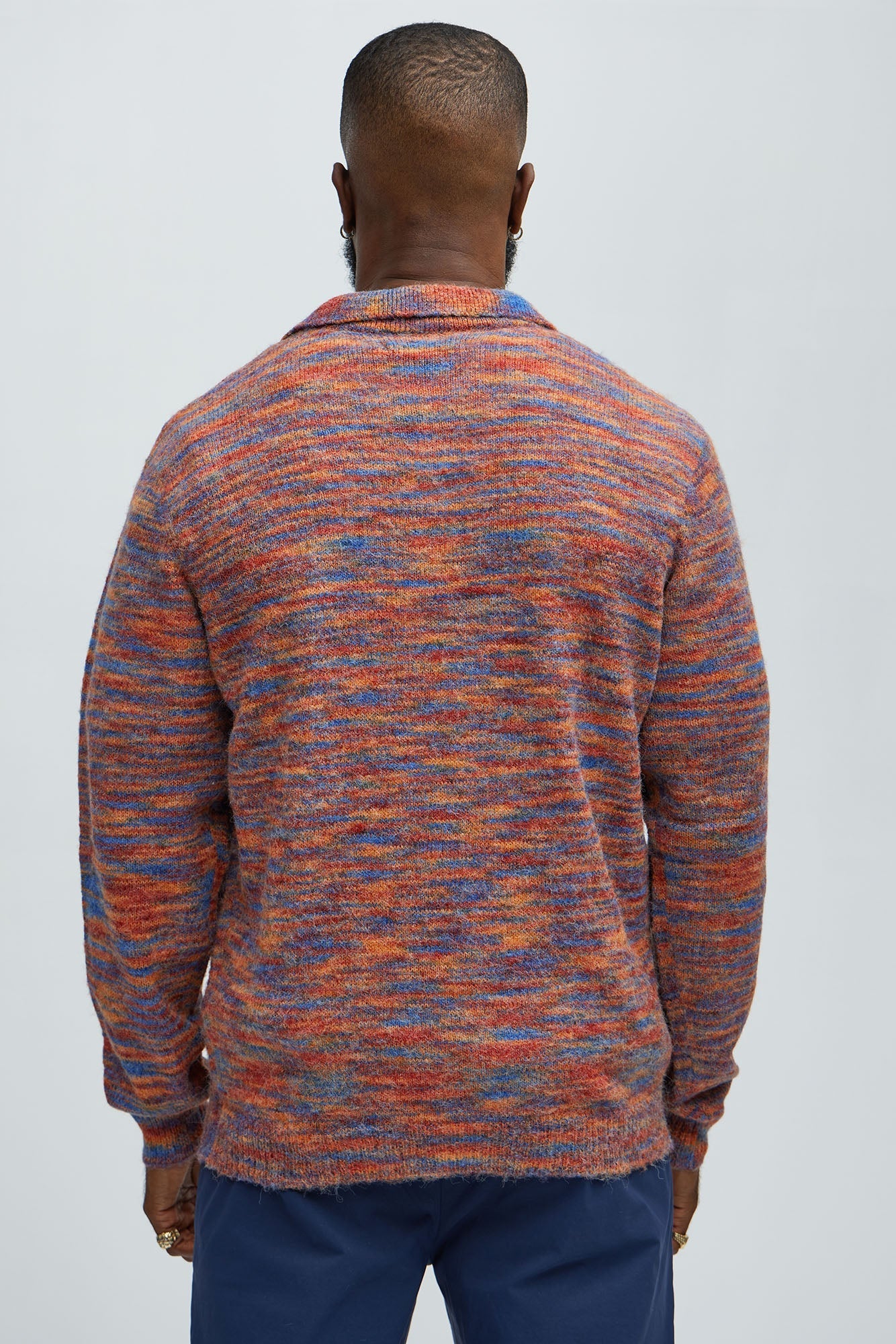 Blinded Mohair Johnny Collar Sweater - Red/combo Fashion Nova
