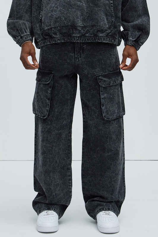 Baggy Clover Cargo Jeans - Black Fashion Nova