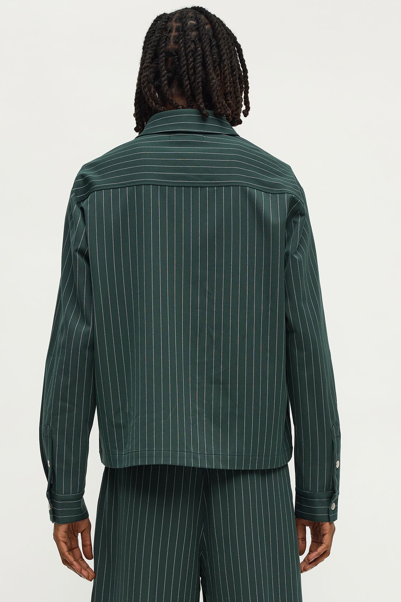 Cropped Striped Button Up Shirt - Green Fashion Nova