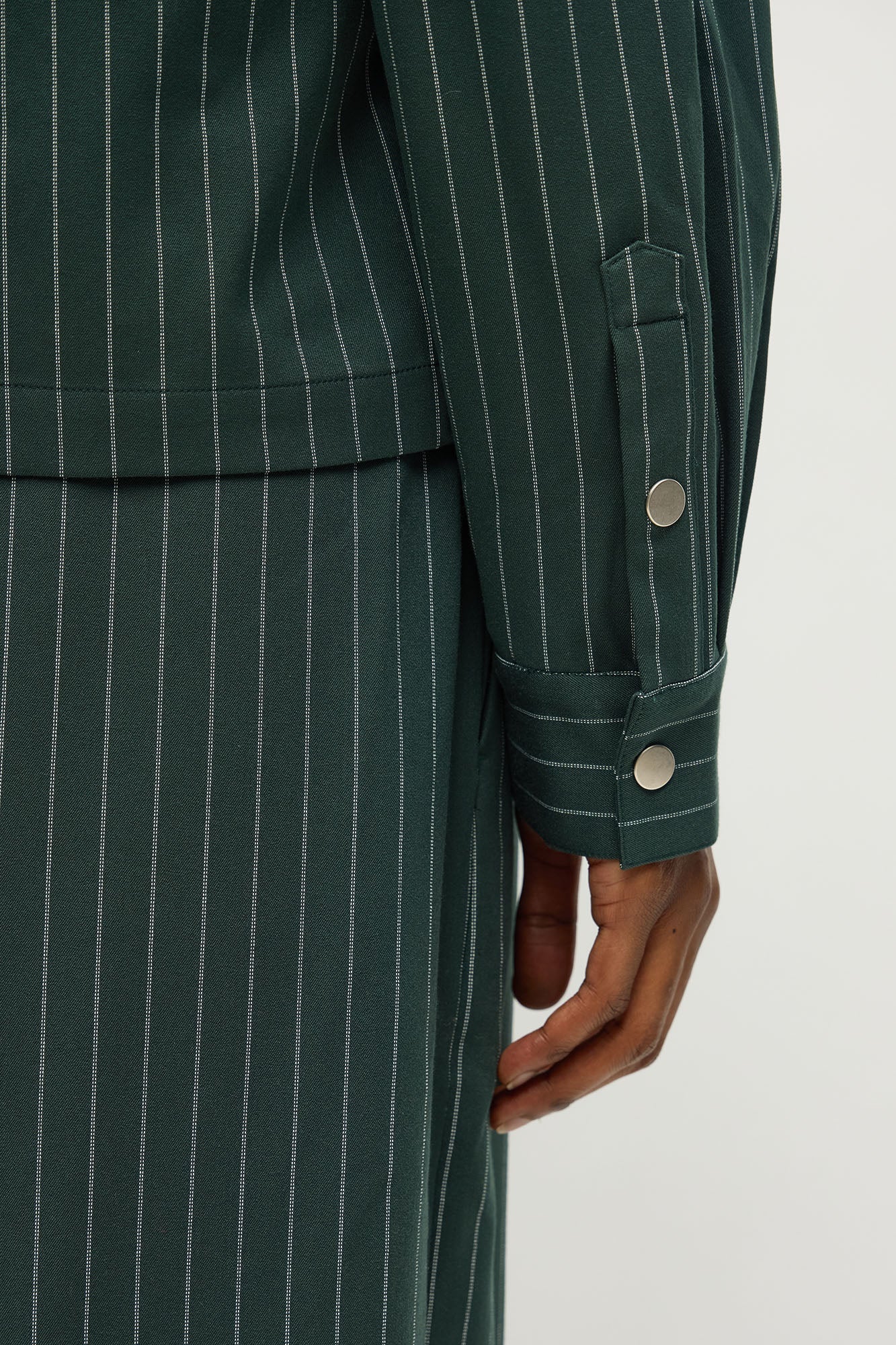 Cropped Striped Button Up Shirt - Green Fashion Nova