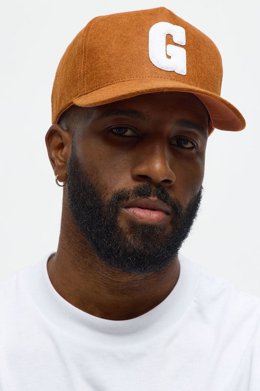 1St Gold Textured Structured Snapback Hat - Orange Fashion Nova
