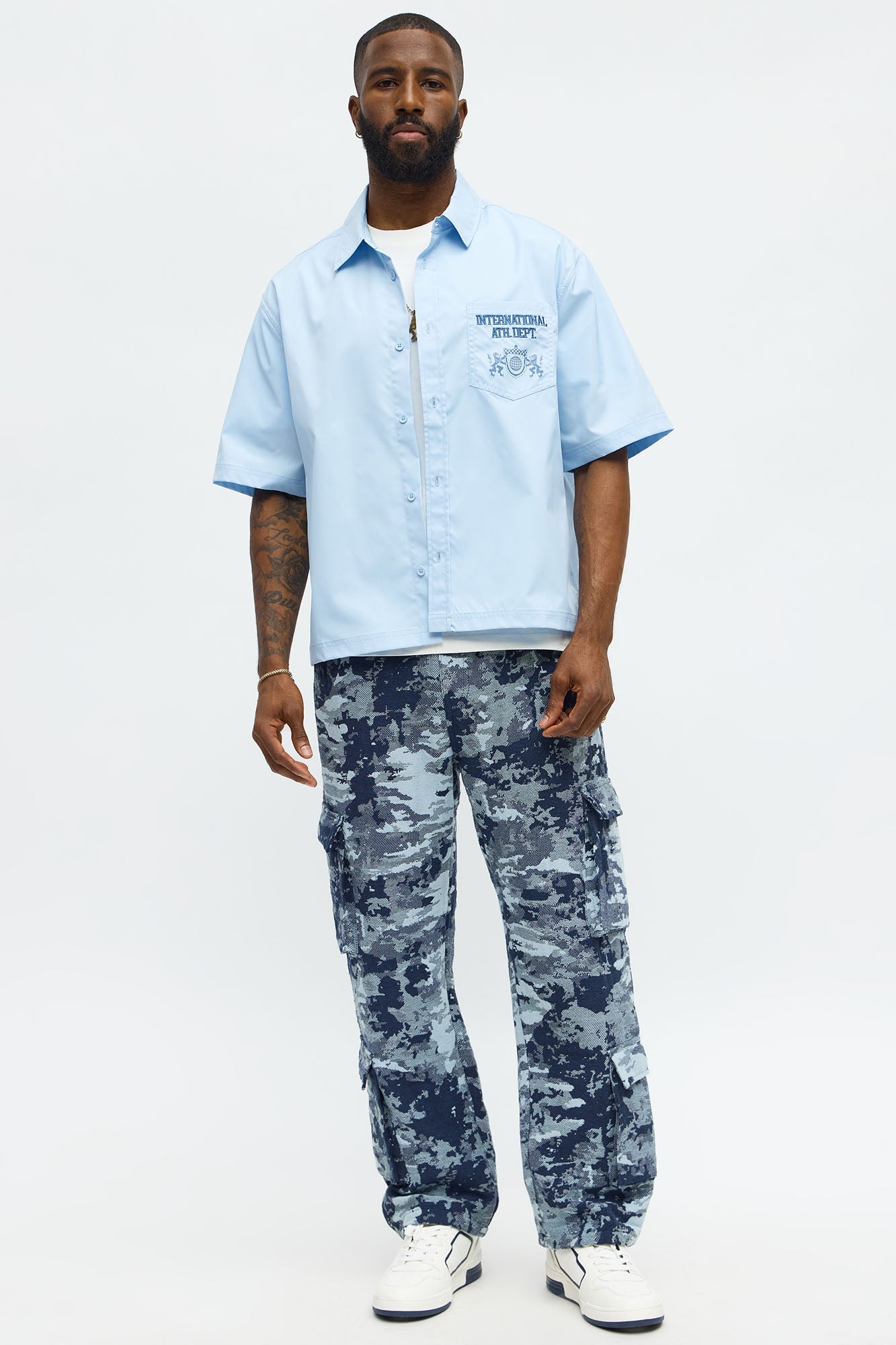 Baggy Nocturne Tapestry Cargo Pants - Blue/combo Fashion Nova