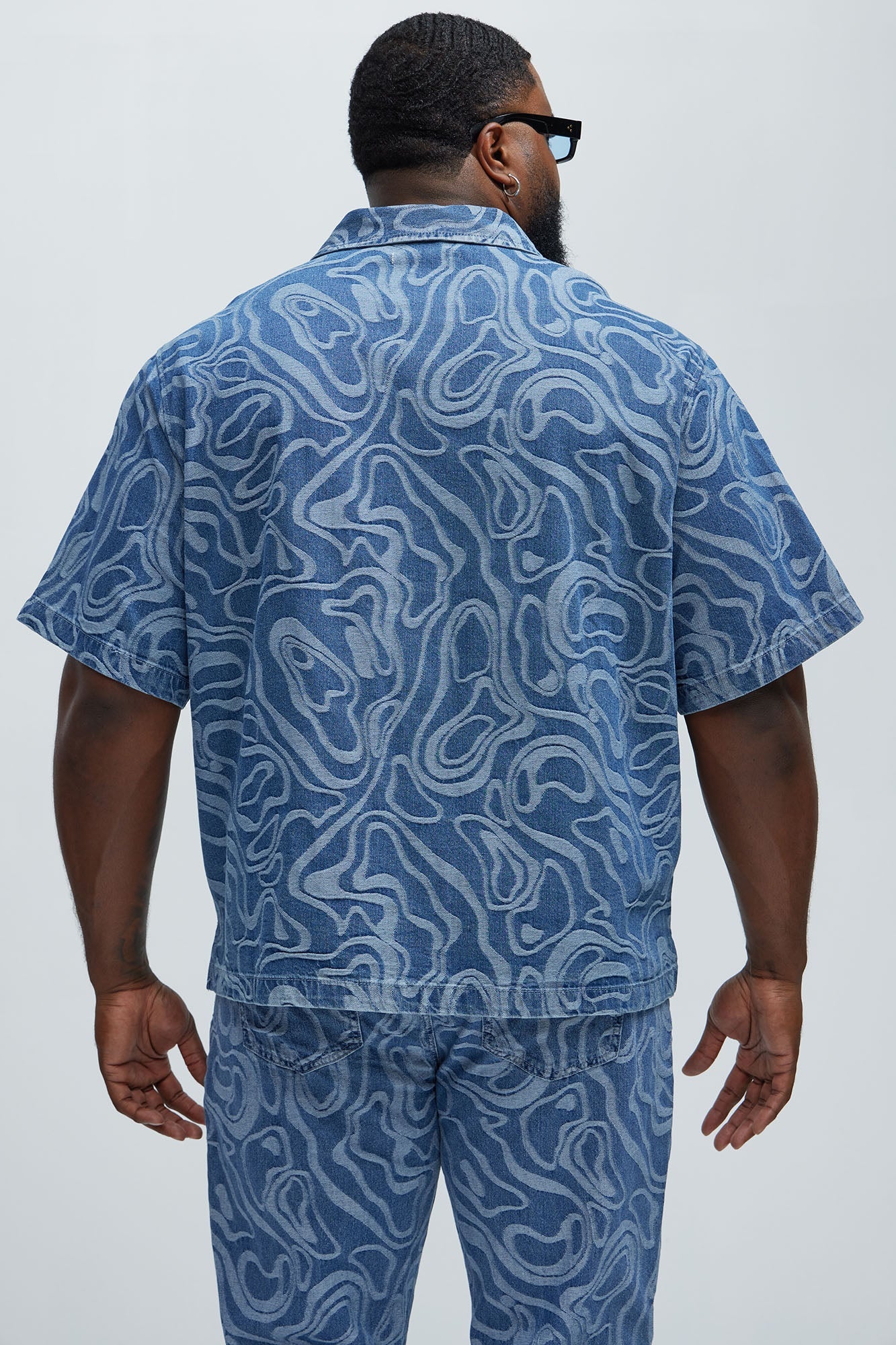 Fingerprints Swirl Denim Shirt - Medium Blue Wash Fashion Nova
