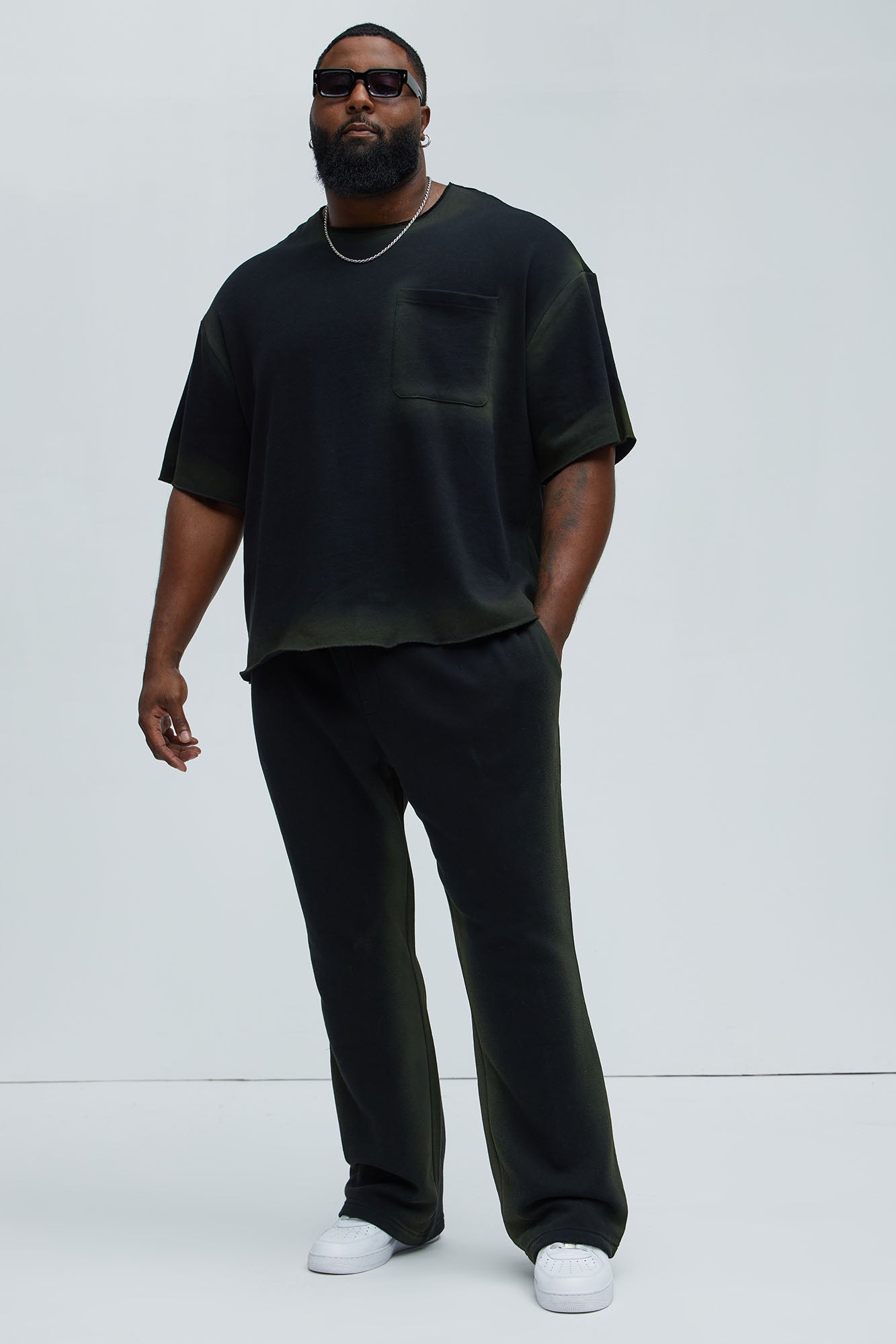 Tyson Blurred Lines Relaxed Fleece Tee - Black Fashion Nova