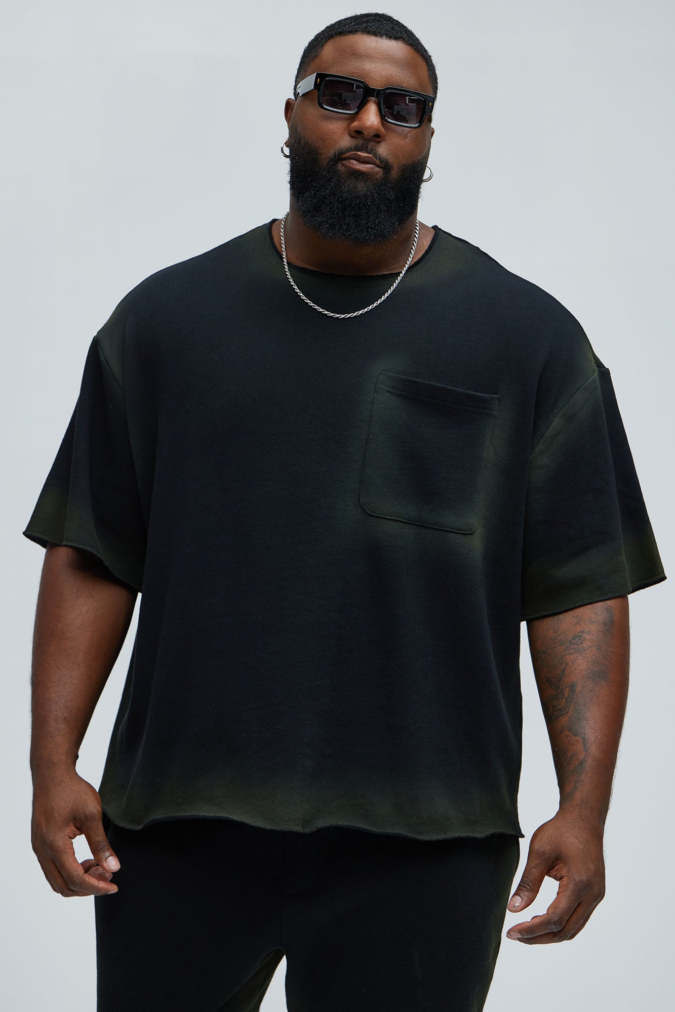 Tyson Blurred Lines Relaxed Fleece Tee - Black Fashion Nova