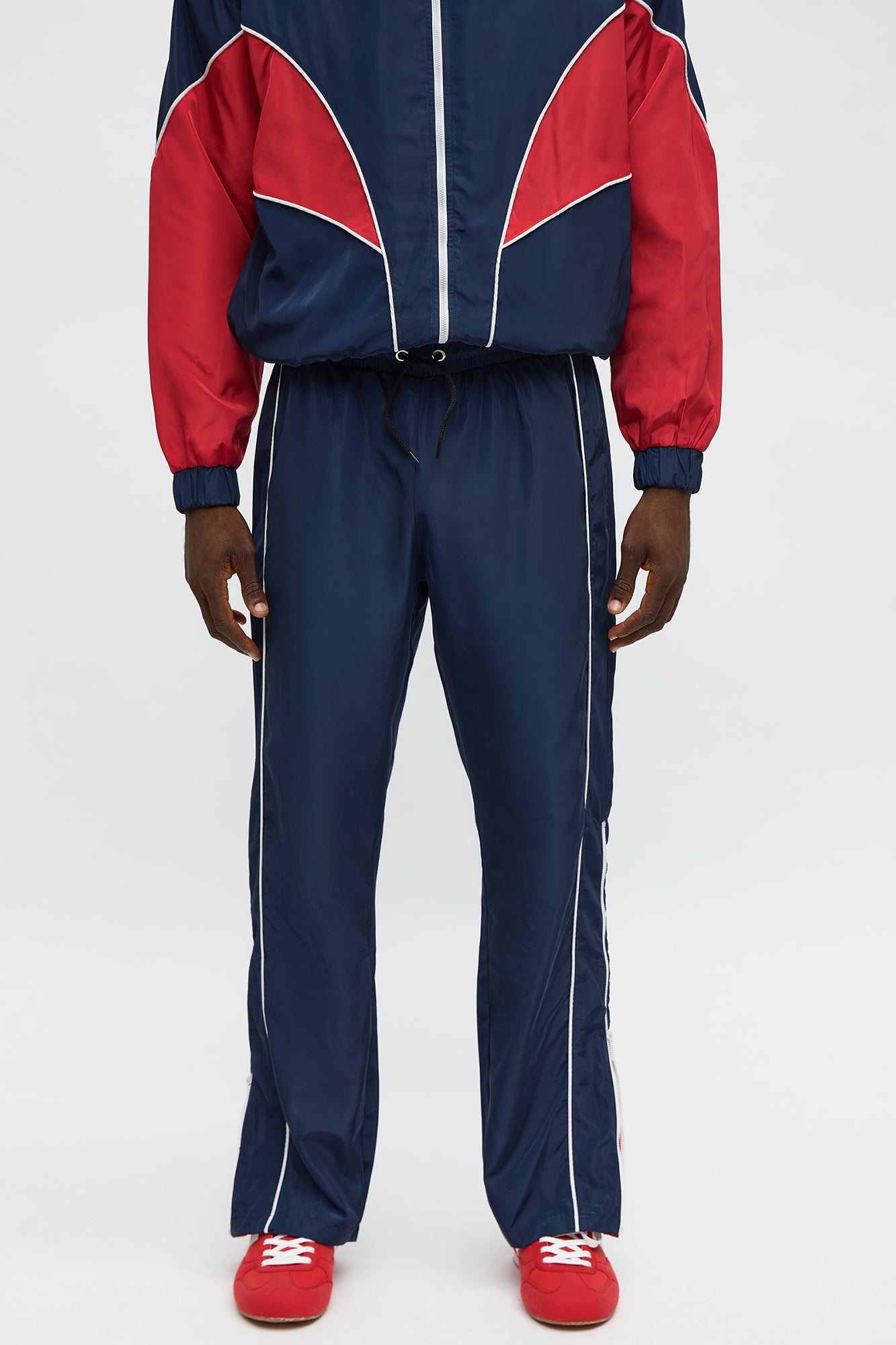 Straight Color Block Club Zipper Pant - Navy/combo Fashion Nova