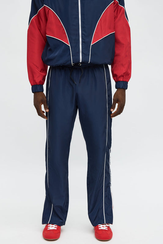 Straight Color Block Club Zipper Pant - Navy/combo Fashion Nova