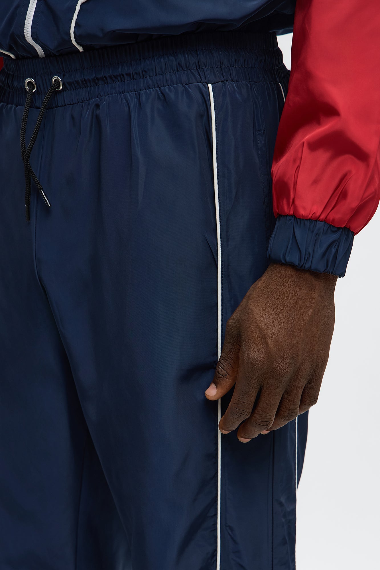 Straight Color Block Club Zipper Pant - Navy/combo Fashion Nova