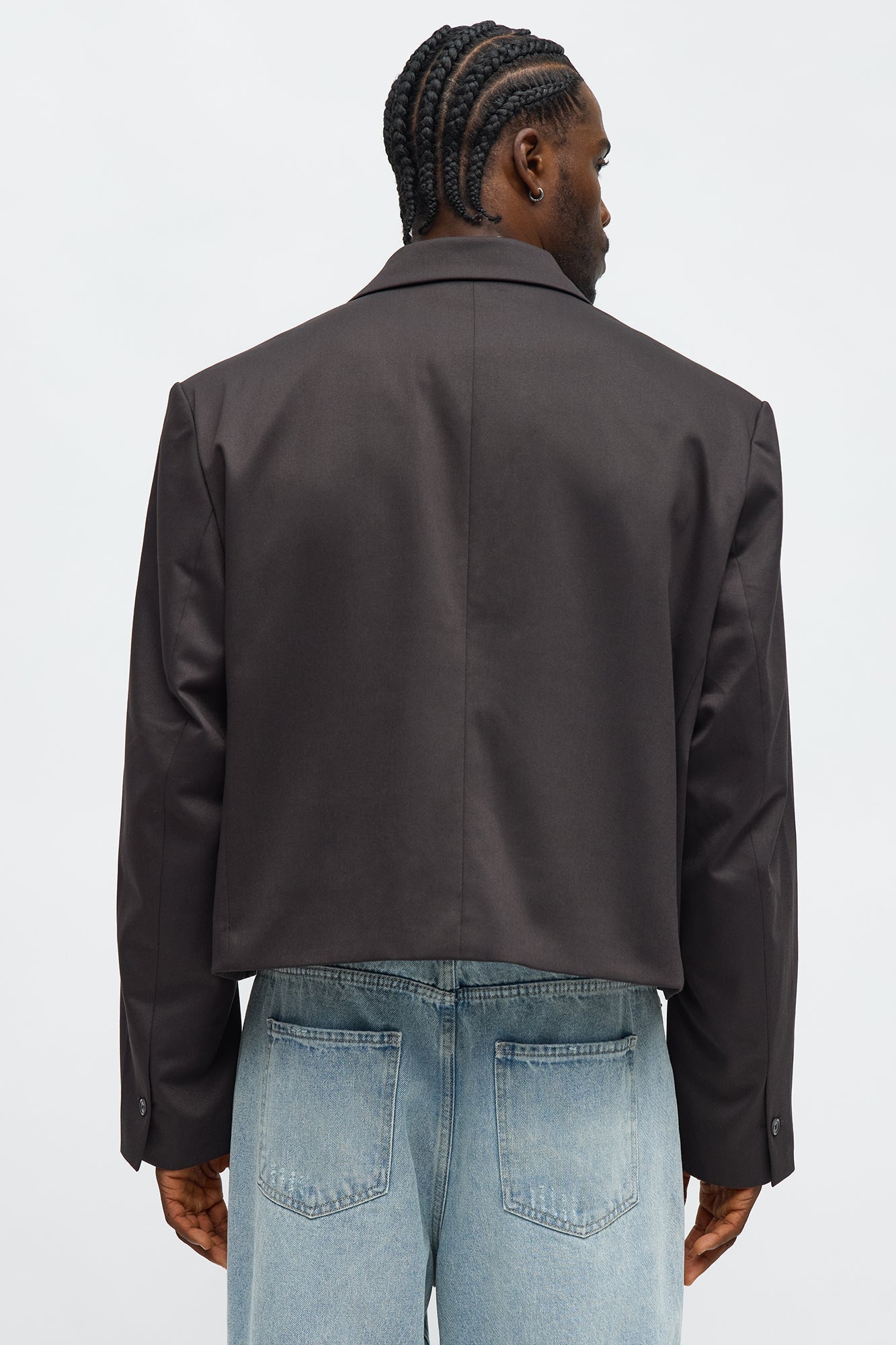Gabardine Super Cropped Single Breasted Blazer - Brown Fashion Nova