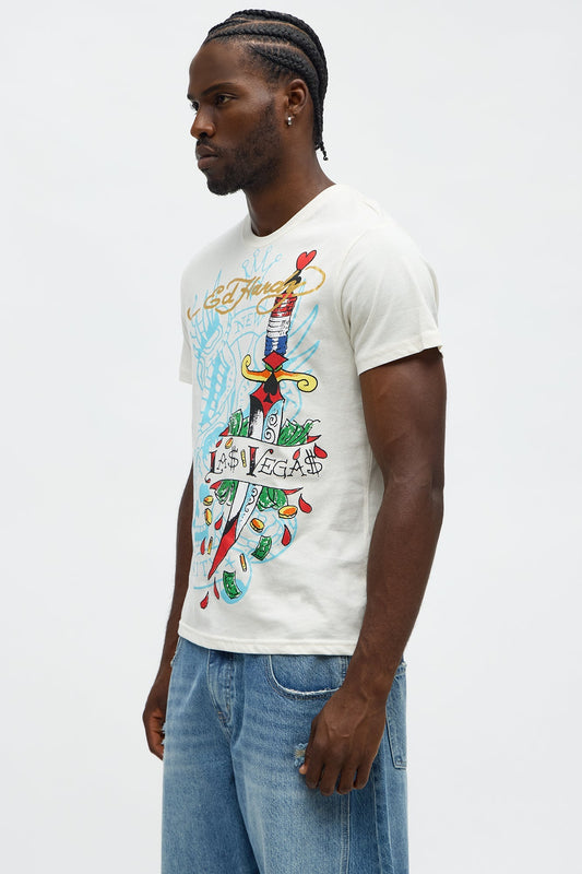 Ed Hardy New Las Vegas Short Sleeve Tee - Ivory Fashion Nova
