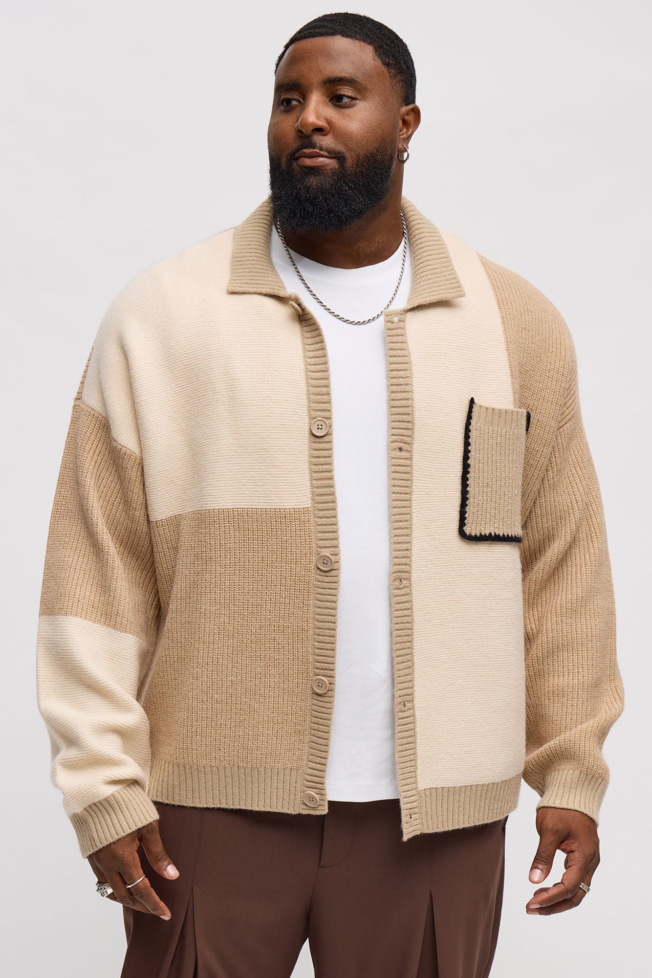 Home Hearth Collared Cardigan - Tan/Multi Fashion Nova