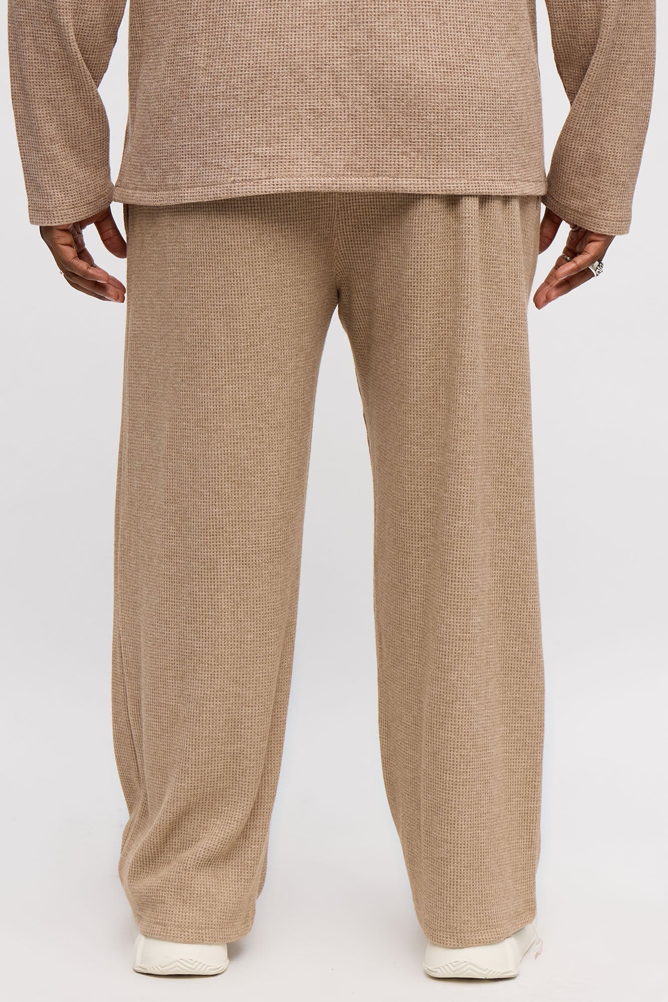 Relaxed Straight Cozy Waffle Textured Pant - Tan Fashion Nova