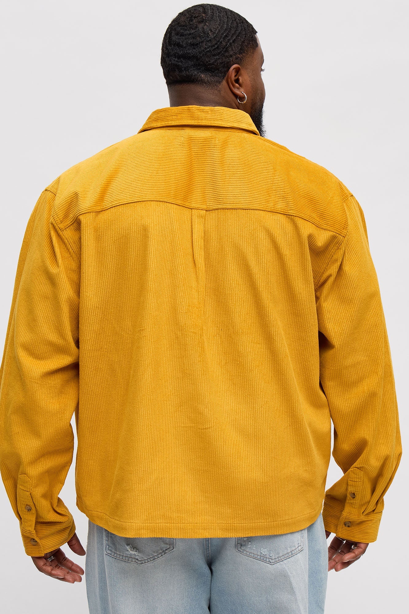 Cropped Corduroy Button Up Shirt - Mustard Fashion Nova