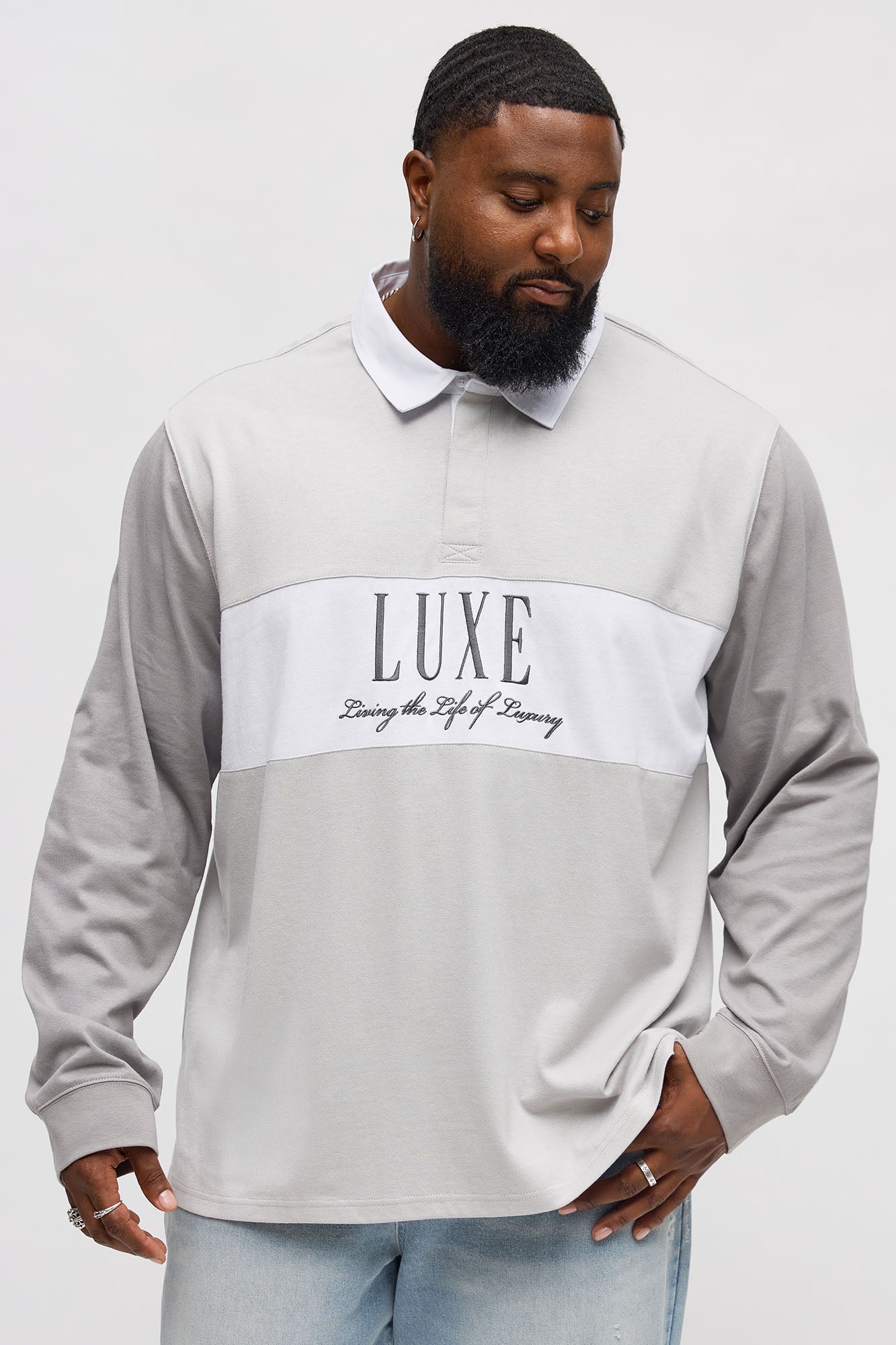 Luxe Long Sleeve Polo - Grey Fashion Nova