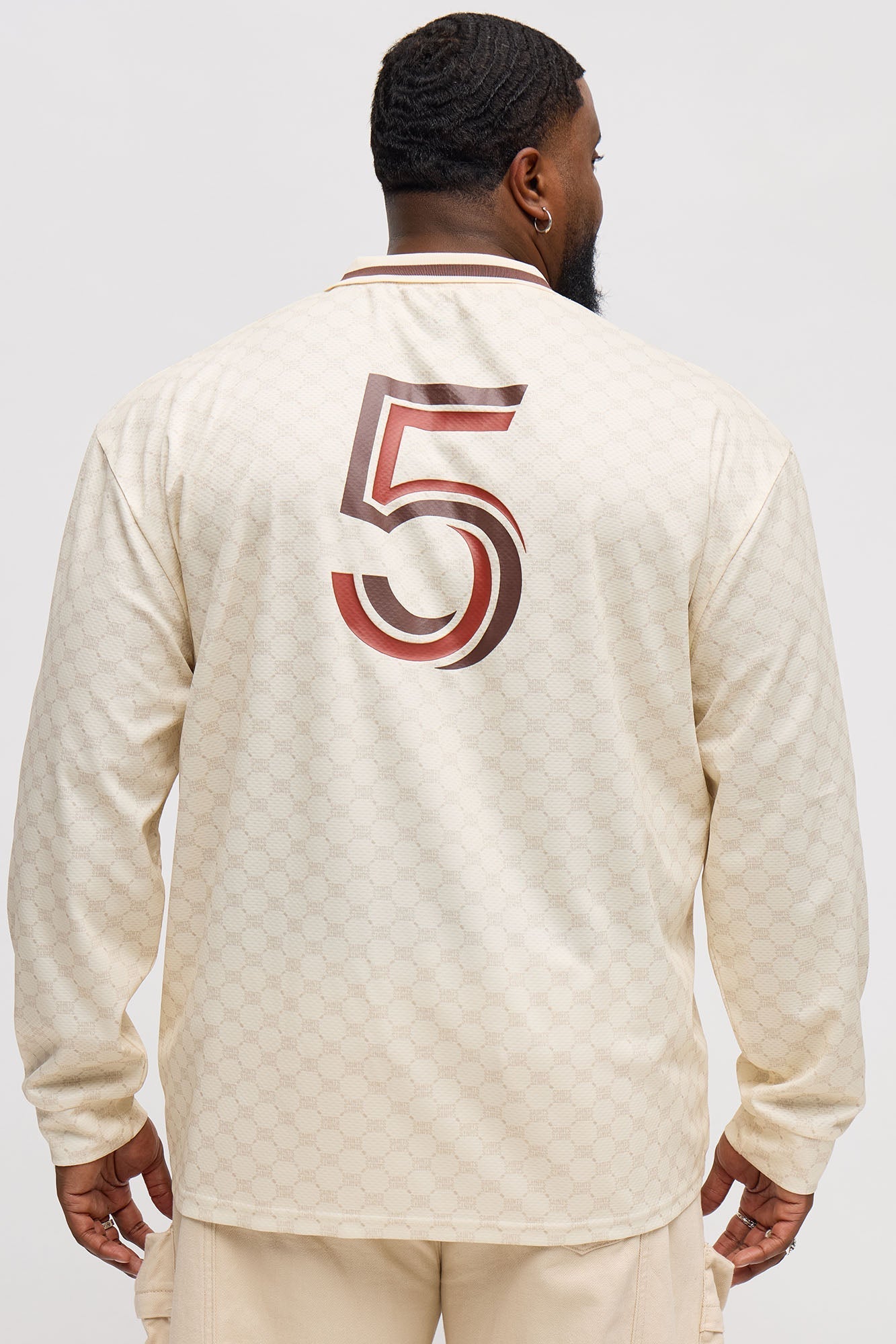 Saints Airways Long Sleeve Jersey Polo - Ivory Fashion Nova