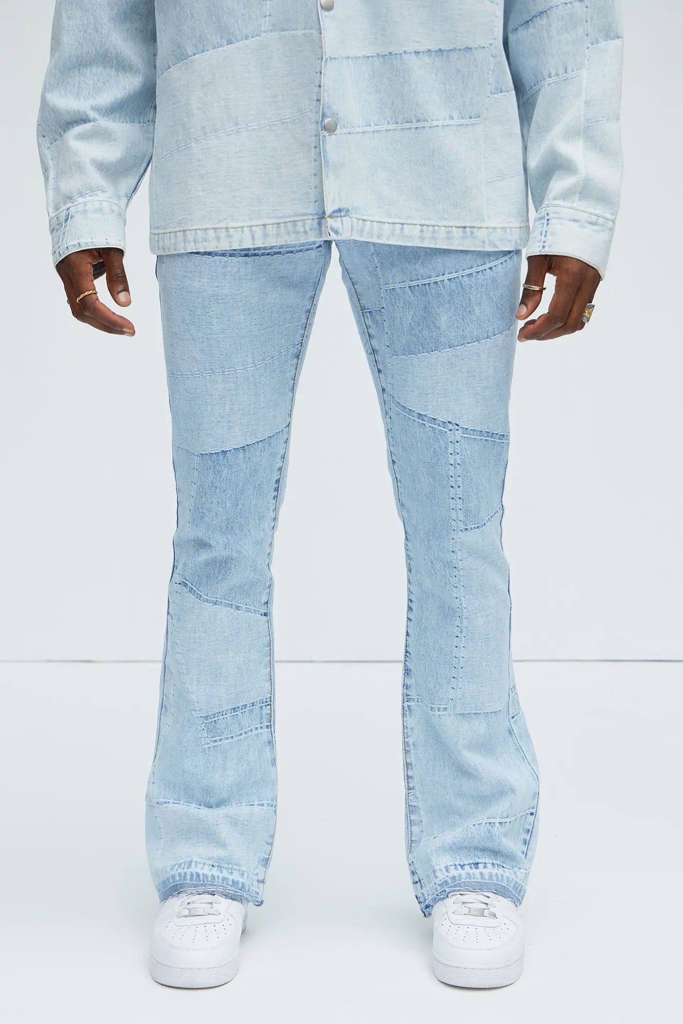 Verdugo Stacked Slim Flare Jeans - Light Blue Wash Fashion Nova