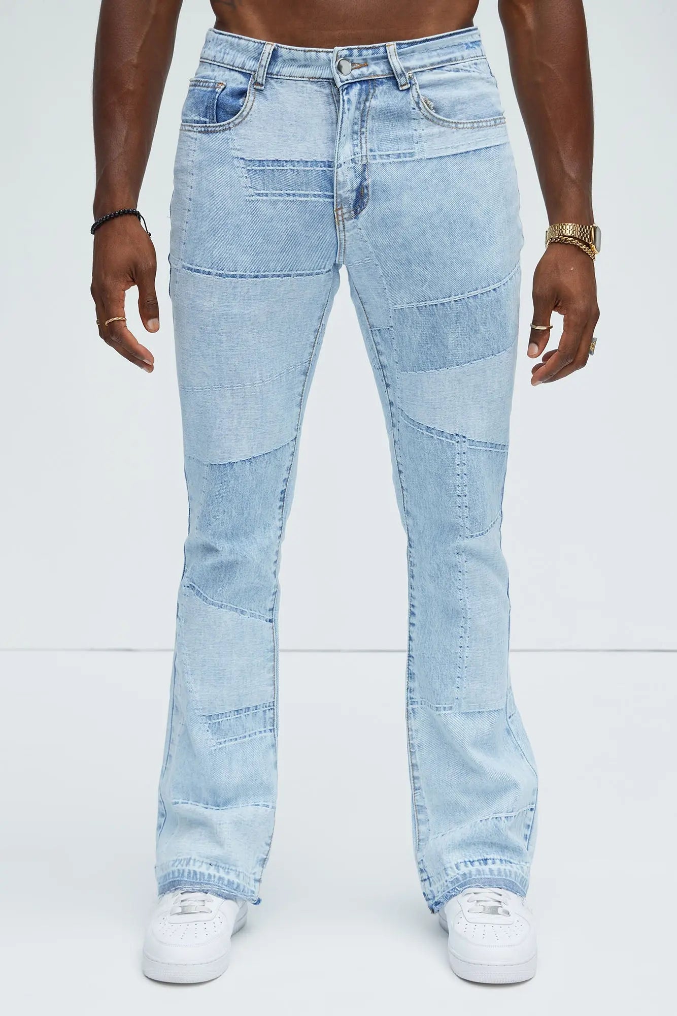 Verdugo Stacked Slim Flare Jeans - Light Blue Wash Fashion Nova