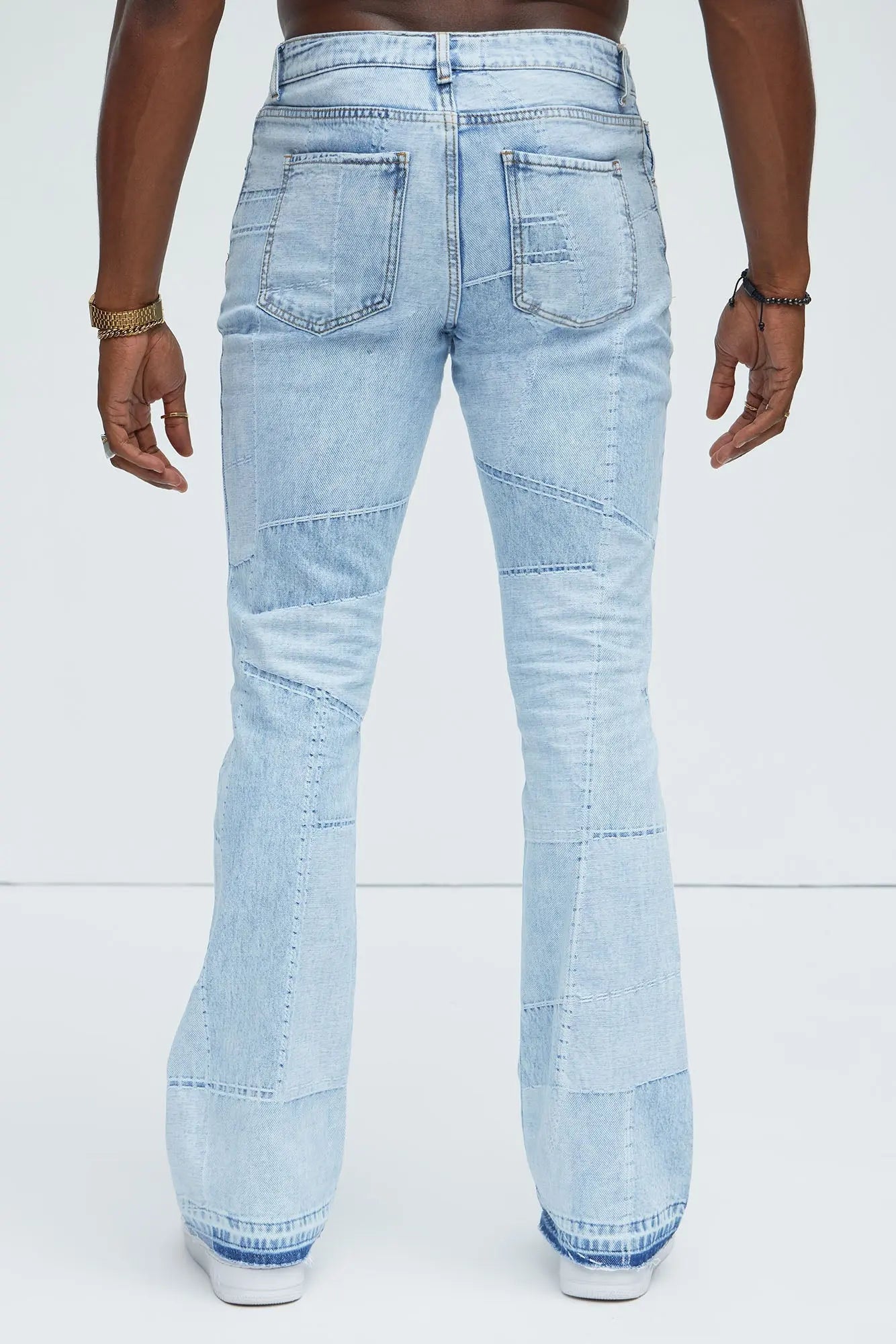 Verdugo Stacked Slim Flare Jeans - Light Blue Wash Fashion Nova