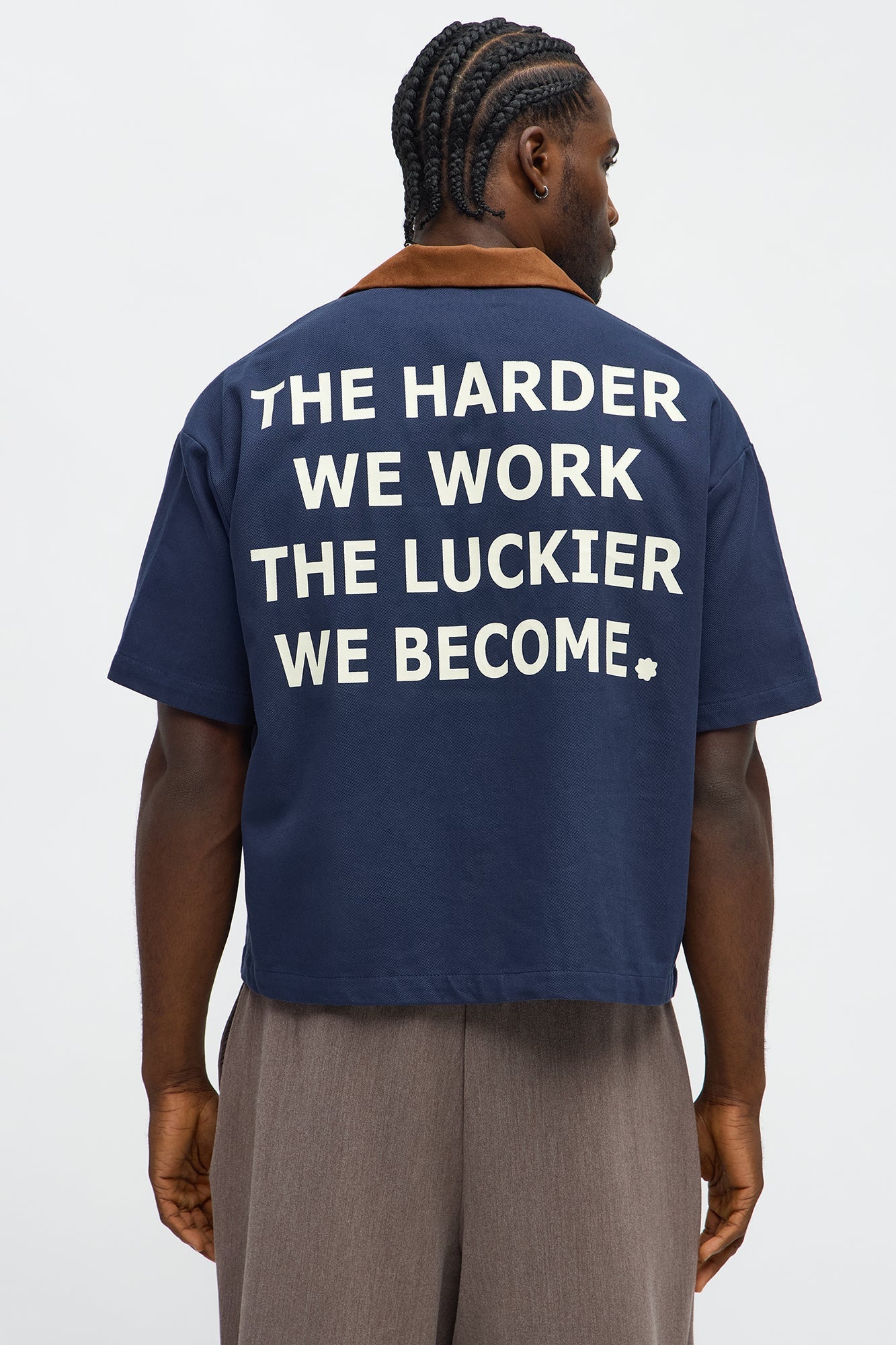 Cropped Rustpoint Mechanic Button Up Shirt - Navy Fashion Nova