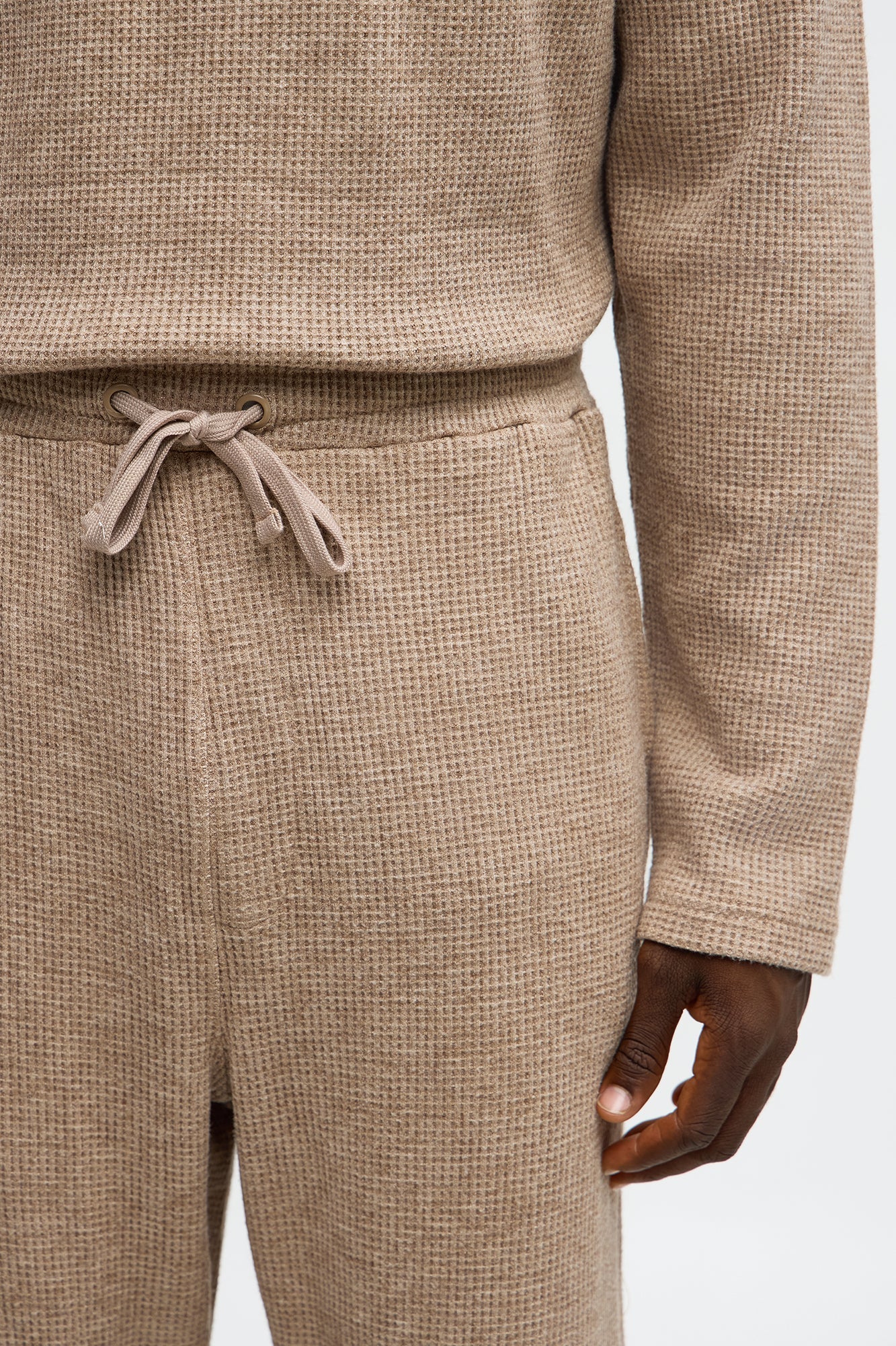 Relaxed Straight Cozy Waffle Textured Pant - Tan Fashion Nova