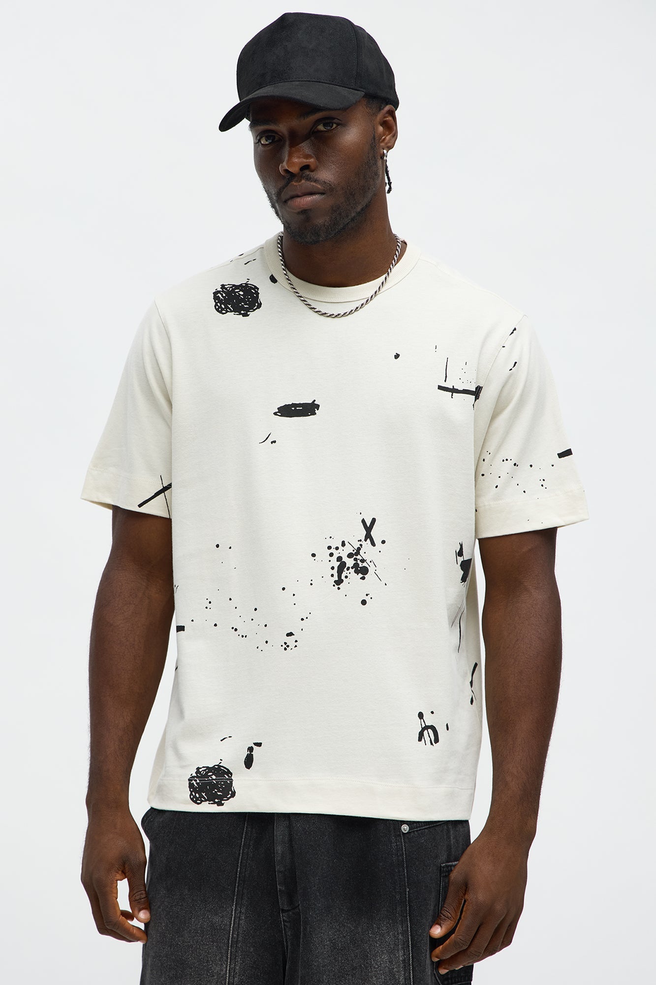 Paint Splatter Tee - Cream Fashion Nova