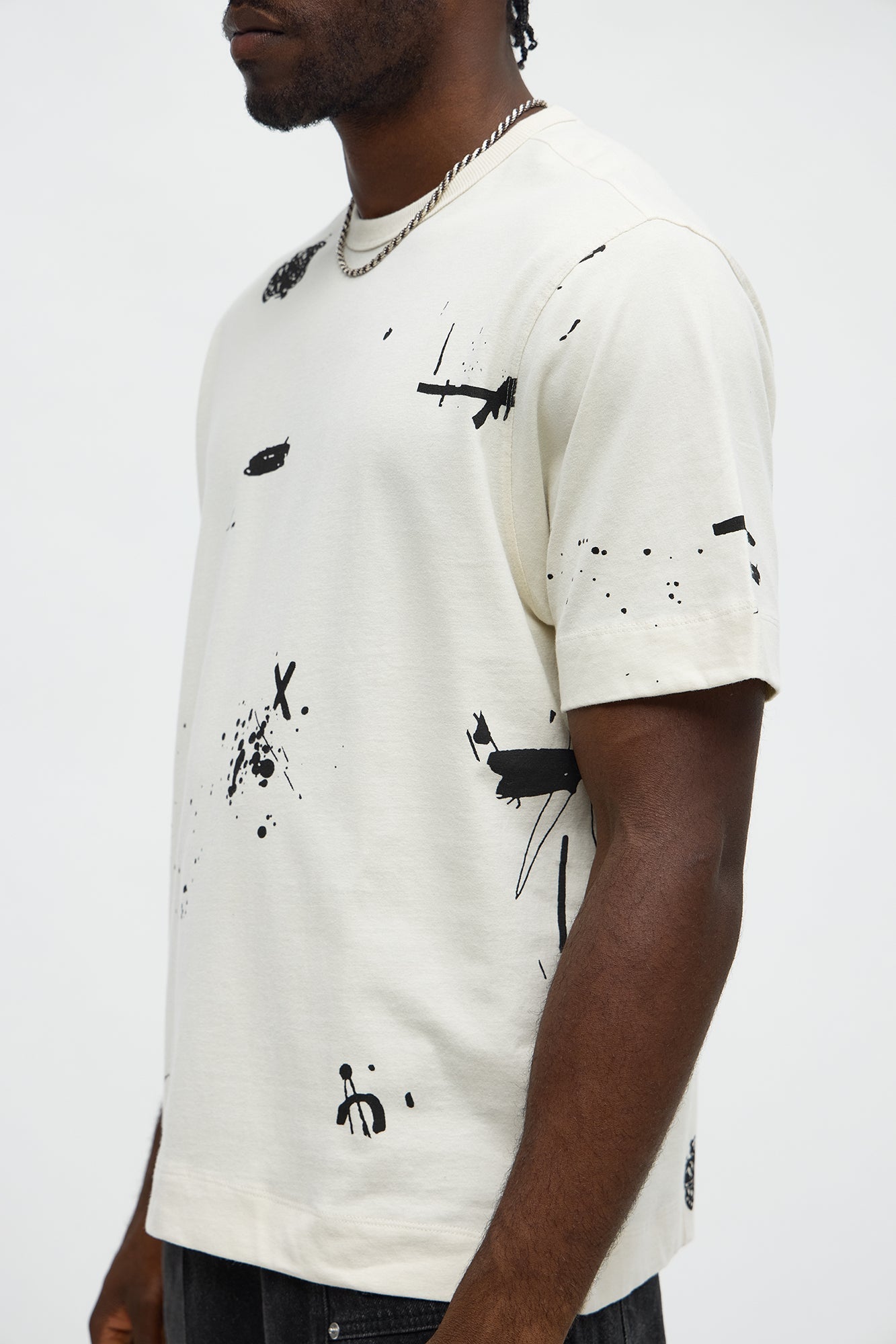 Paint Splatter Tee - Cream Fashion Nova
