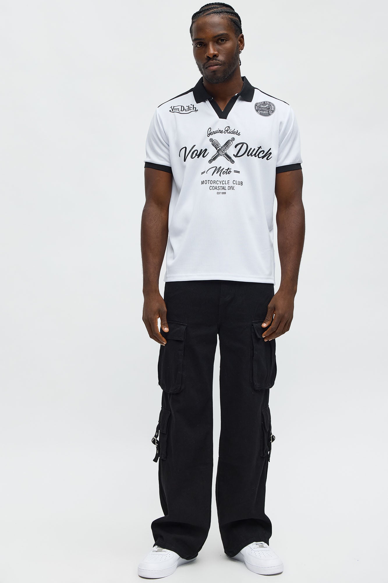 Von Dutch Polo Jersey - White/Black Fashion Nova