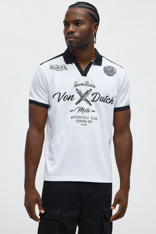 Von Dutch Polo Jersey - White/Black Fashion Nova