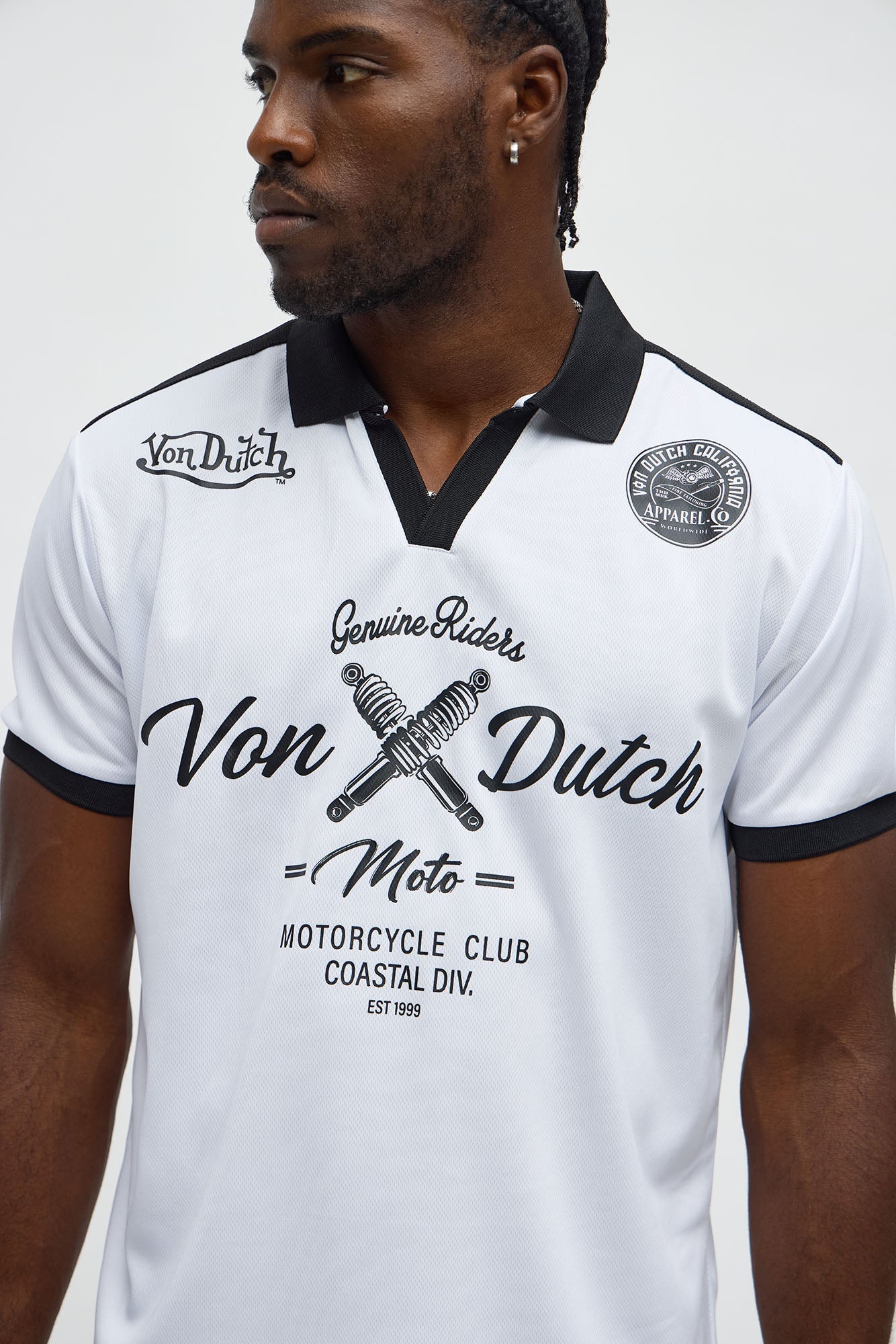 Von Dutch Polo Jersey - White/Black Fashion Nova