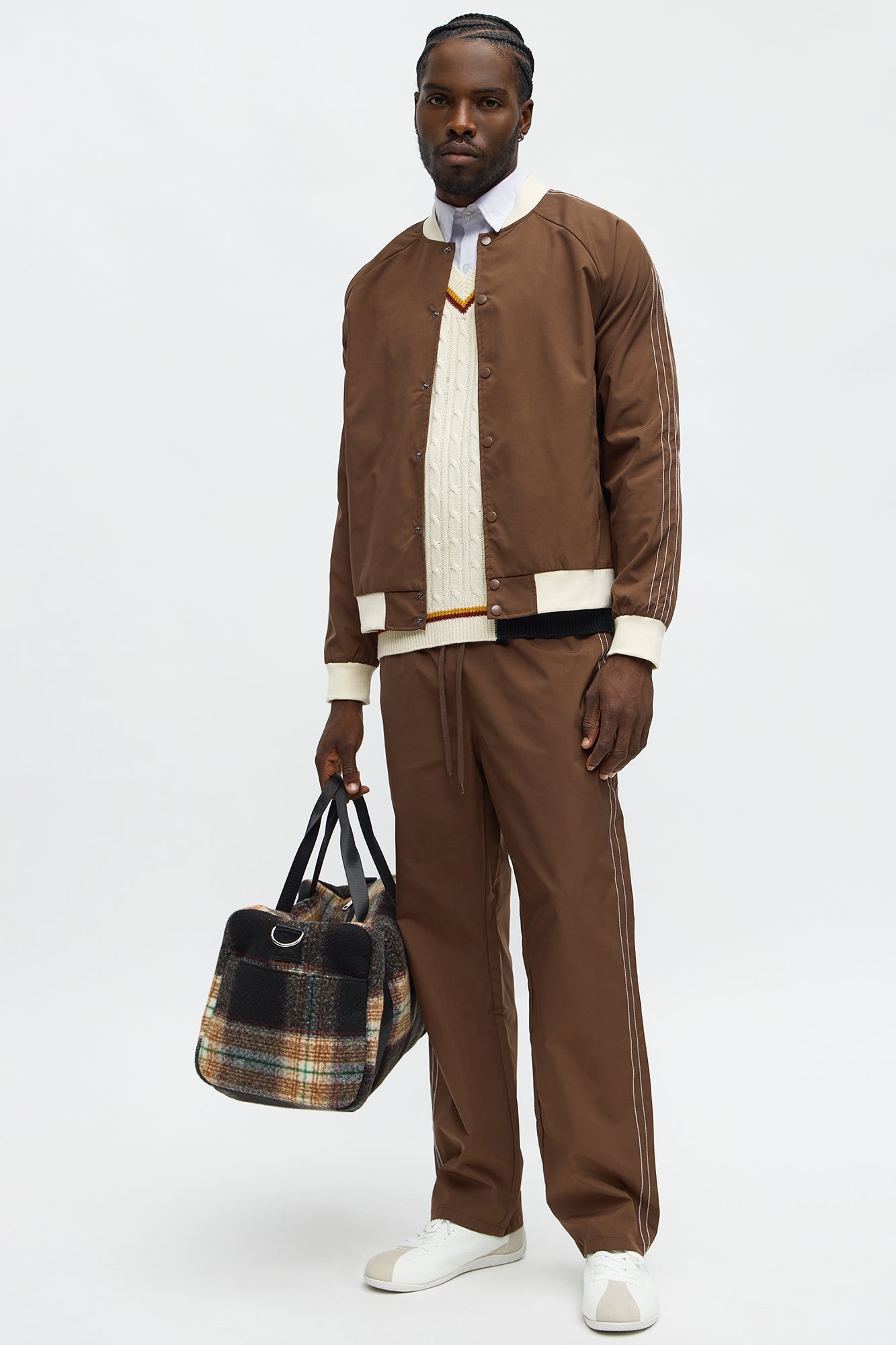 Straight Suit Up Contrast Tipped Pant - Brown Fashion Nova